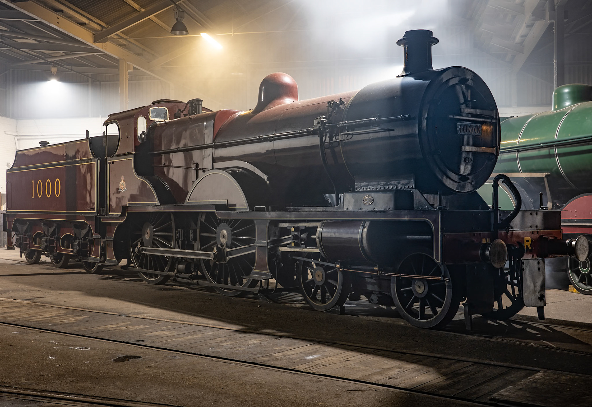 Midland Railway, No.1000 4-4-0 compound at Barrow Hill