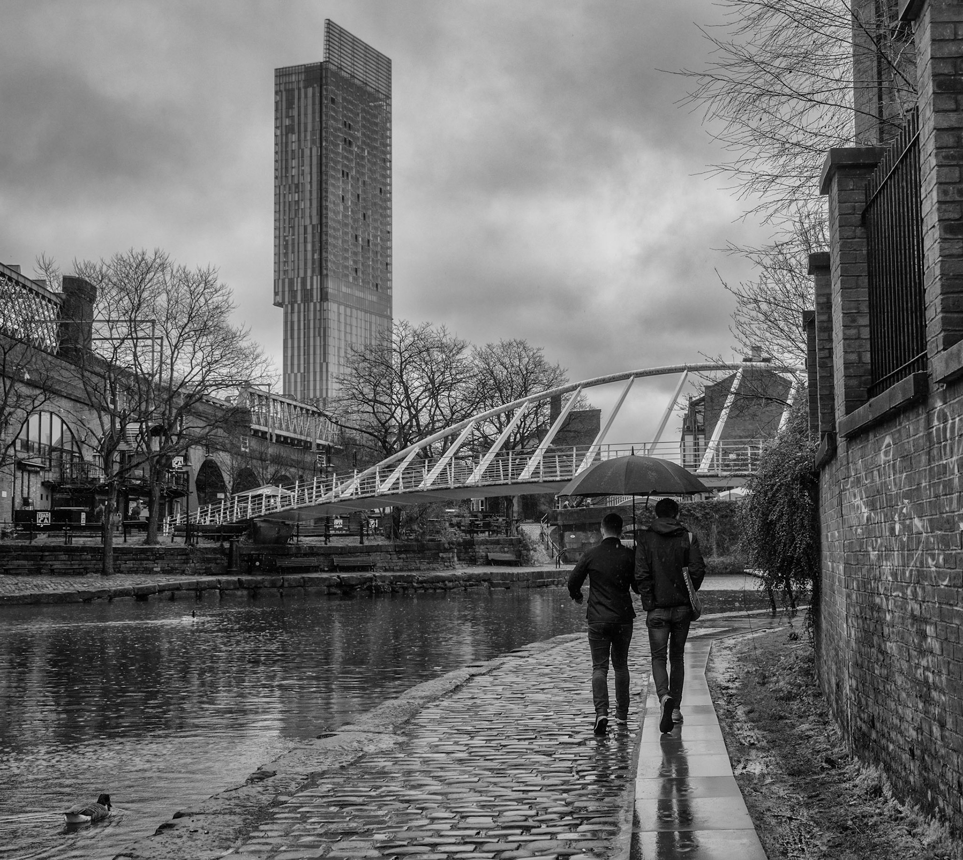 Manchester City Centre in the rain