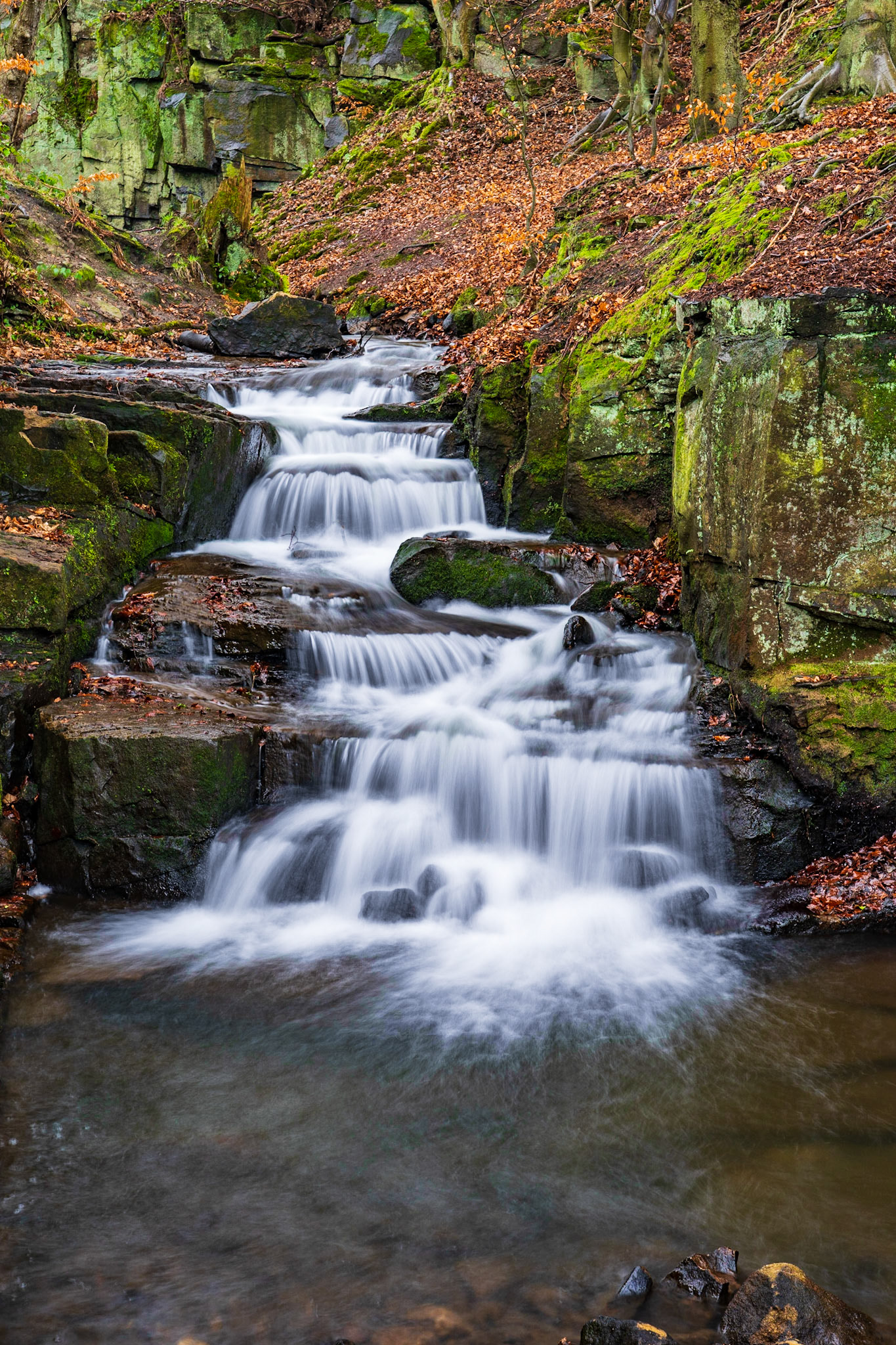 Mini waterfalls at Lumsdale