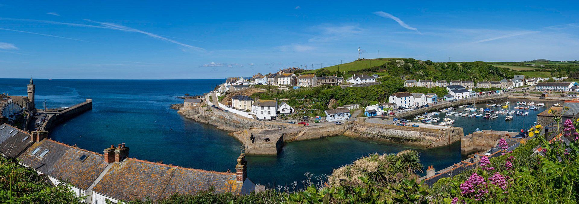 Portleven Harbour and Institute from Peverell Terrace