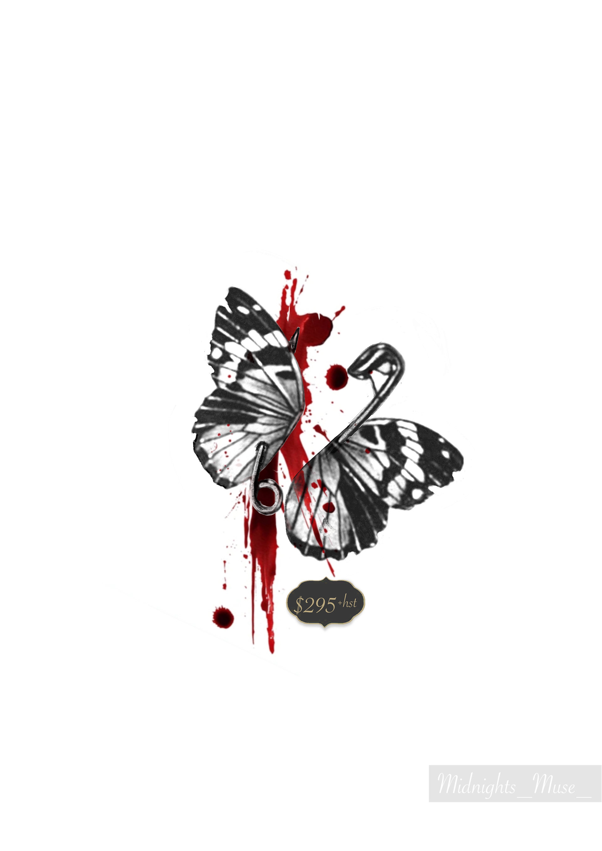 butterfly with safety pin tattoo flash - toronto