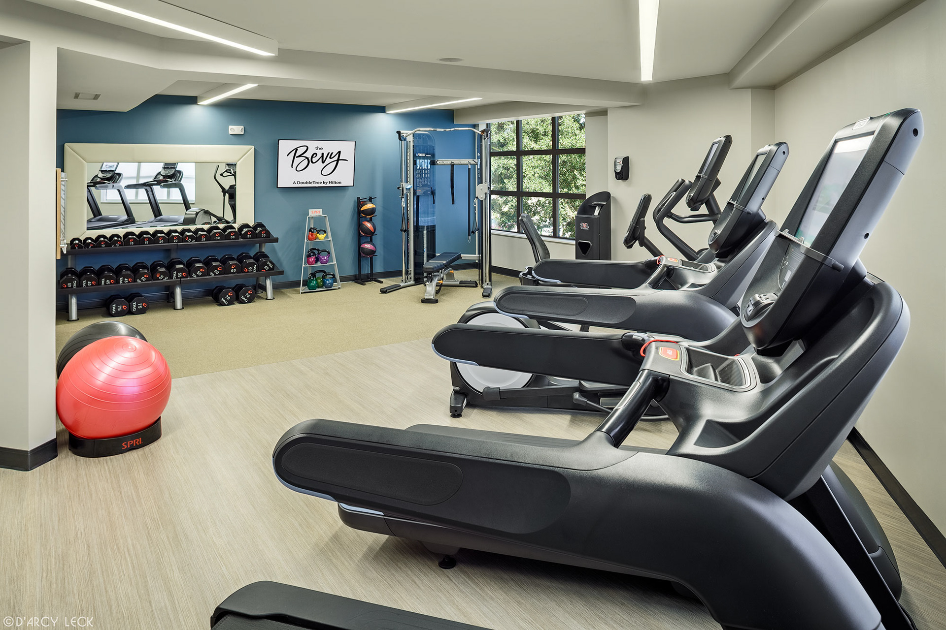hotel photography of the fitness center at The Bevy hotel