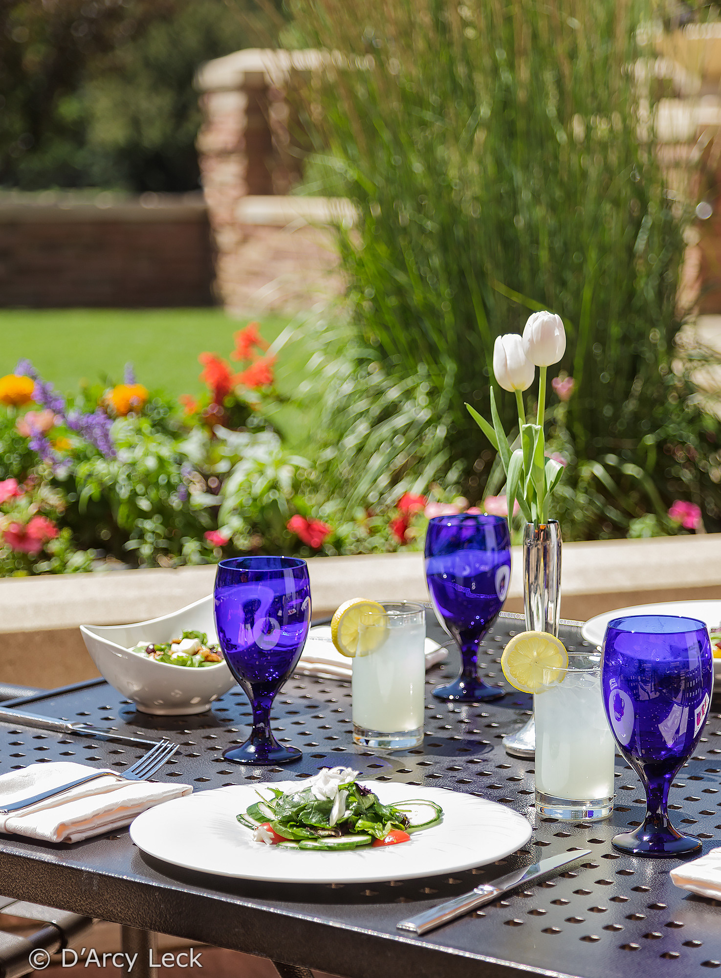 hospitality food photographer D'Arcy Leck photographs a salad at the rear terrace restaurant of St Julien Hotel & Spa