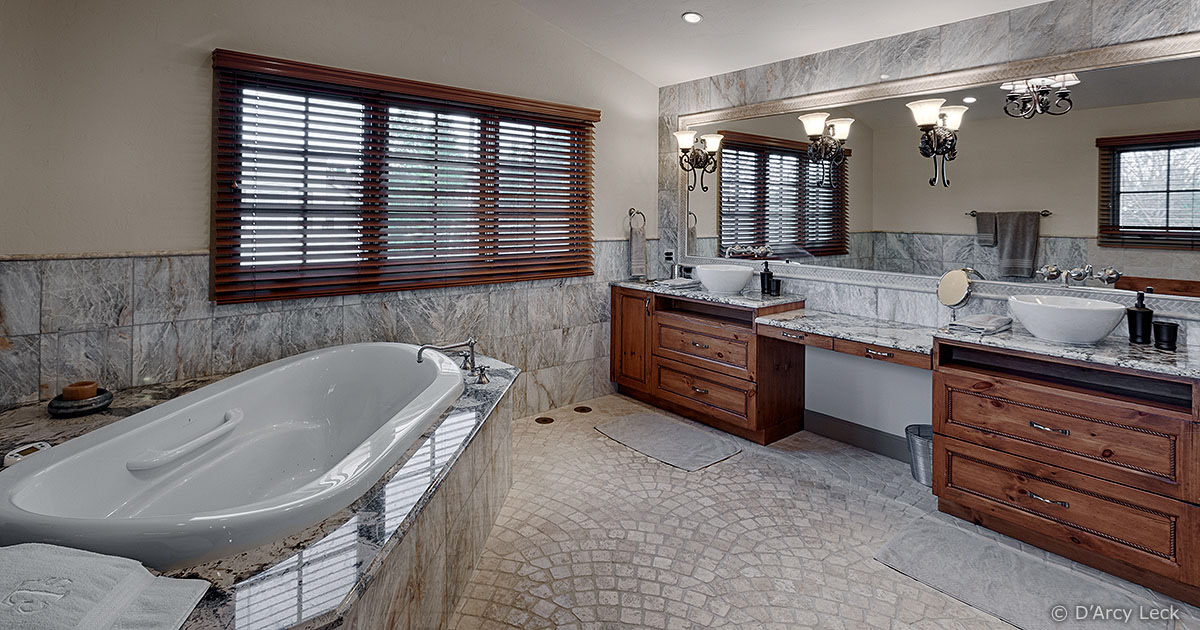 interior photography of a luxury townhouse master bathroom