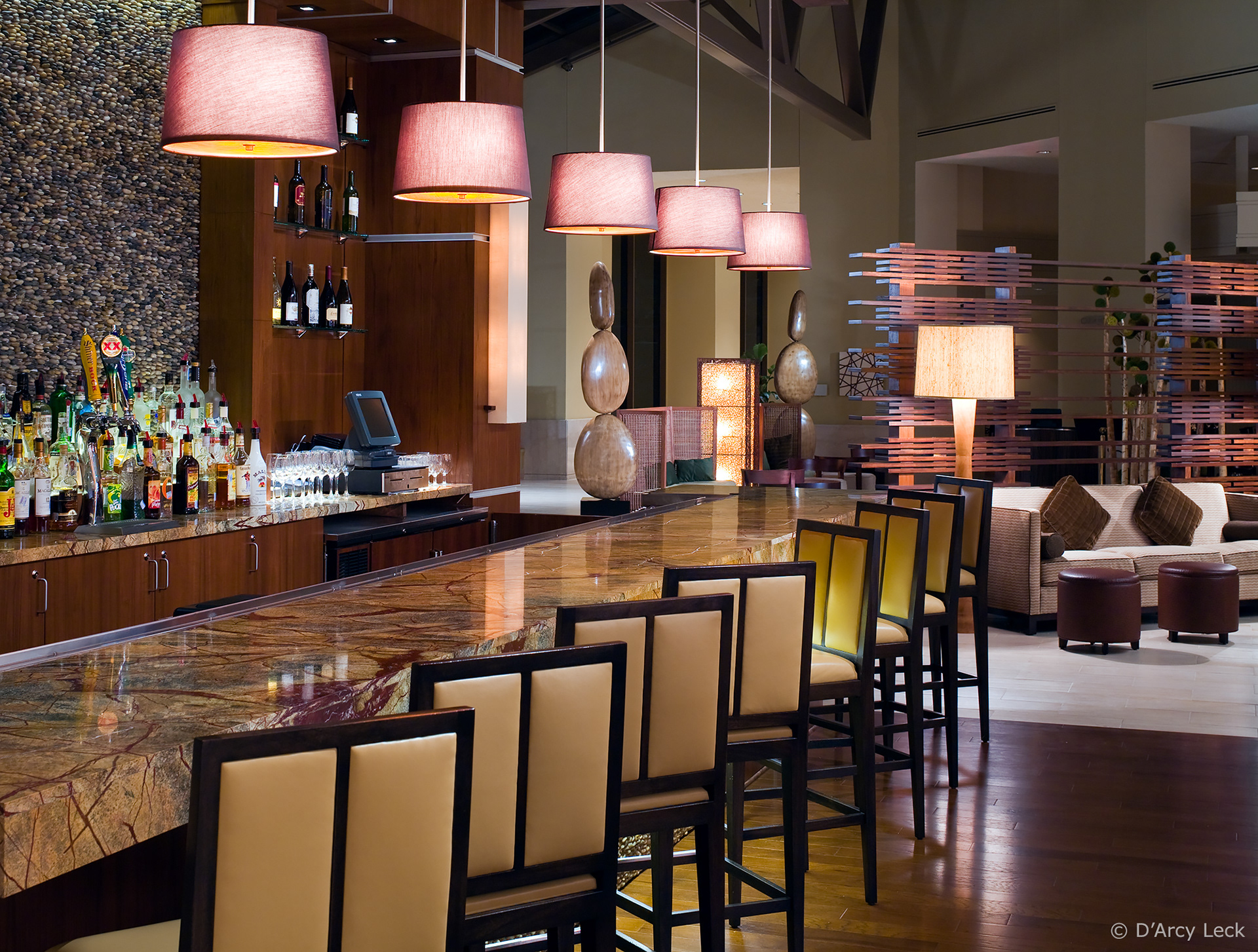 interior photographer D'Arcy Leck photographs the Westin Park Central lobby bar
