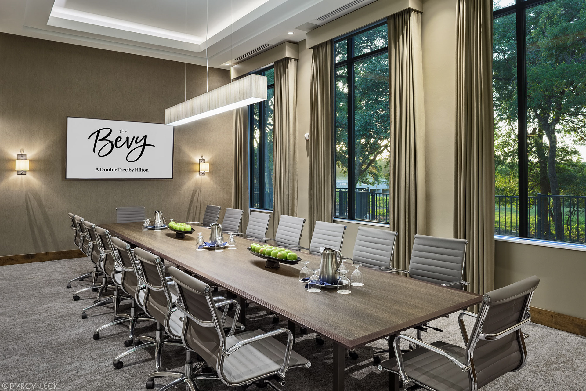 hospitality photography of the boardroom meeting space at The Bevy hotel