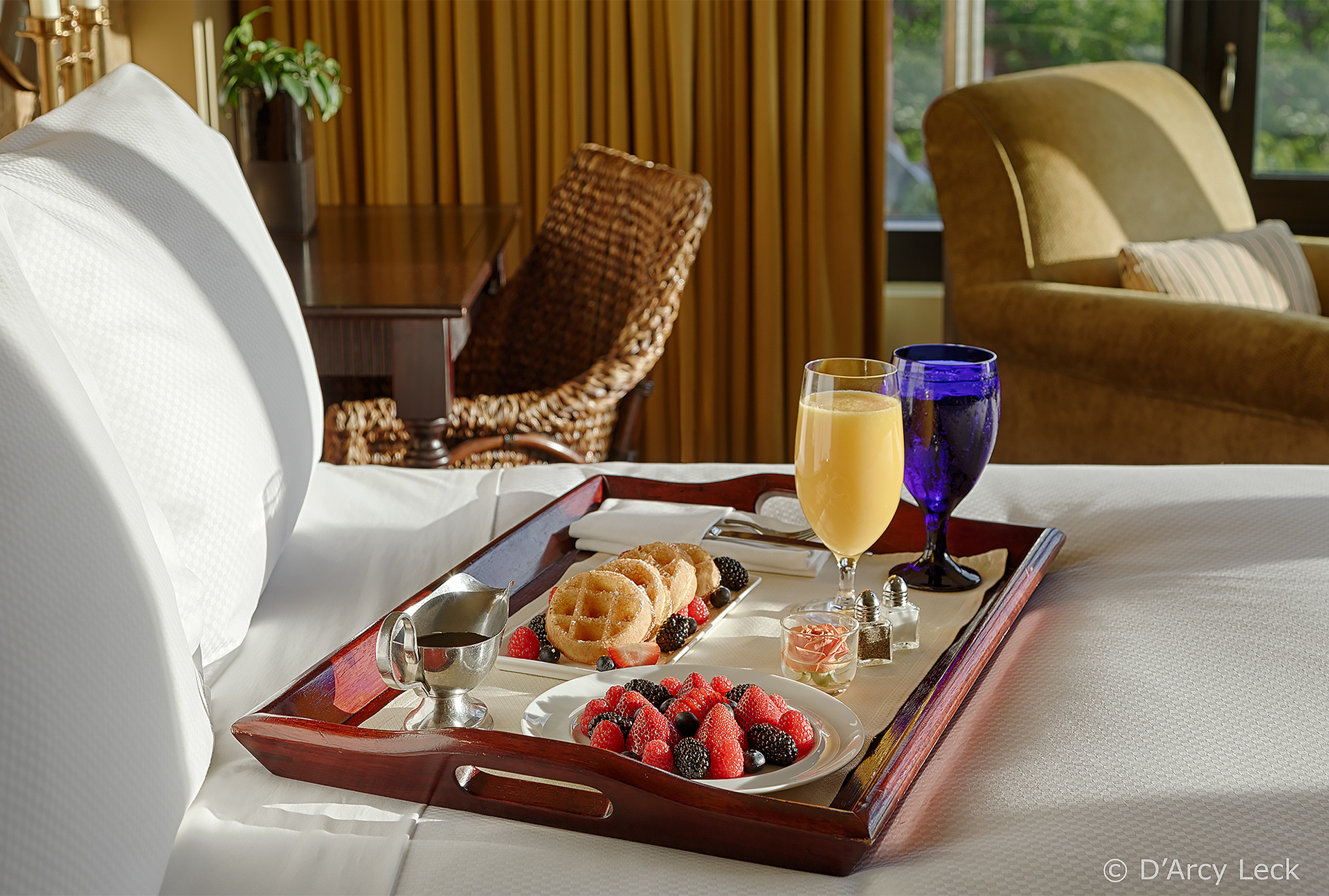 hospitality photography of St Julien Hotel & Spa room service breakfast tray
