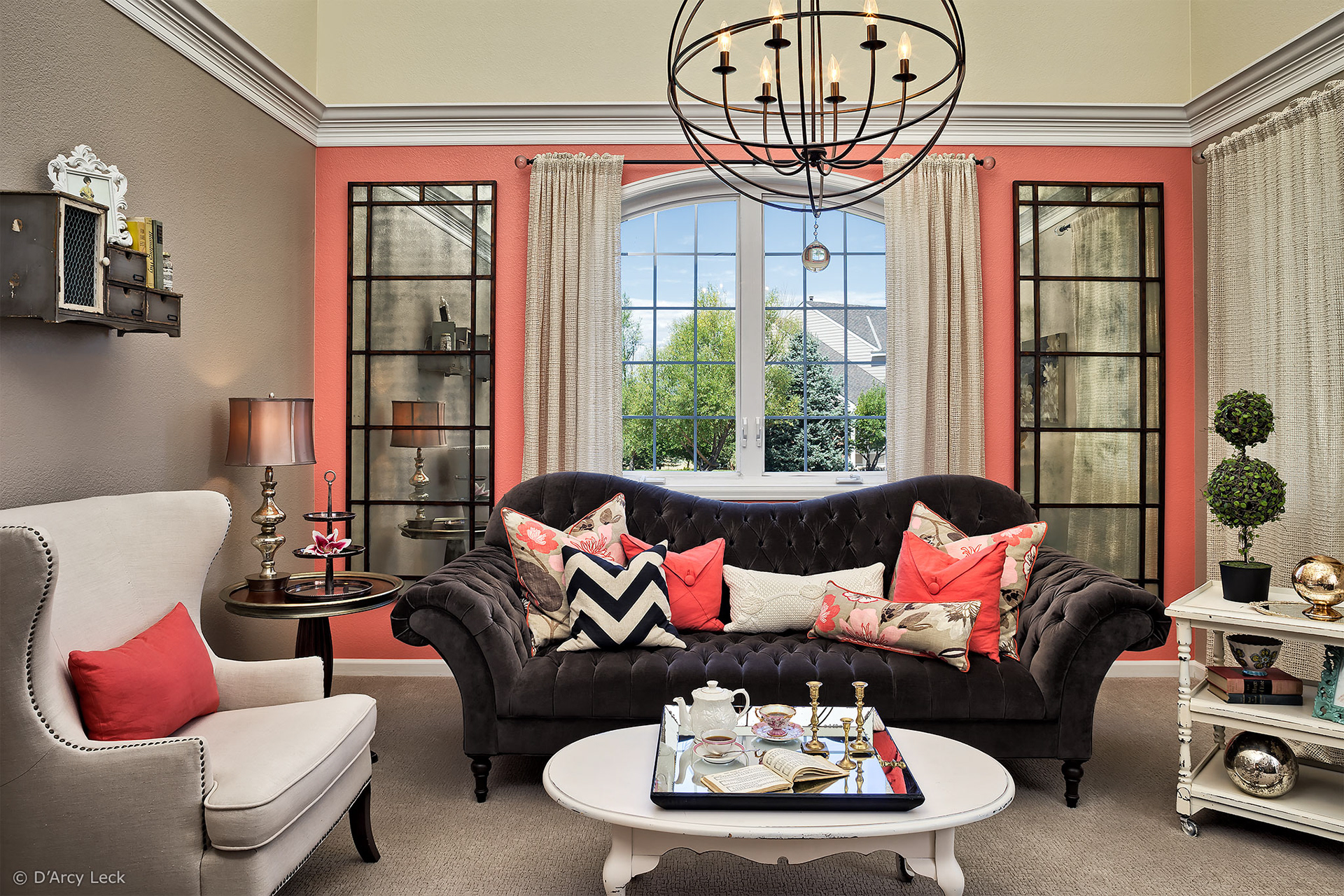 interior design photographer D'Arcy Leck photographs the living room of a luxury residential home