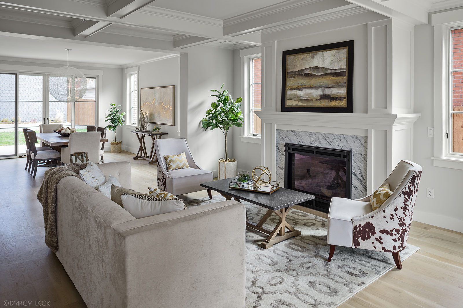 architectural photographer D'Arcy Leck photographs a living room of a modern duplex for design firm MmD Architecture Studio