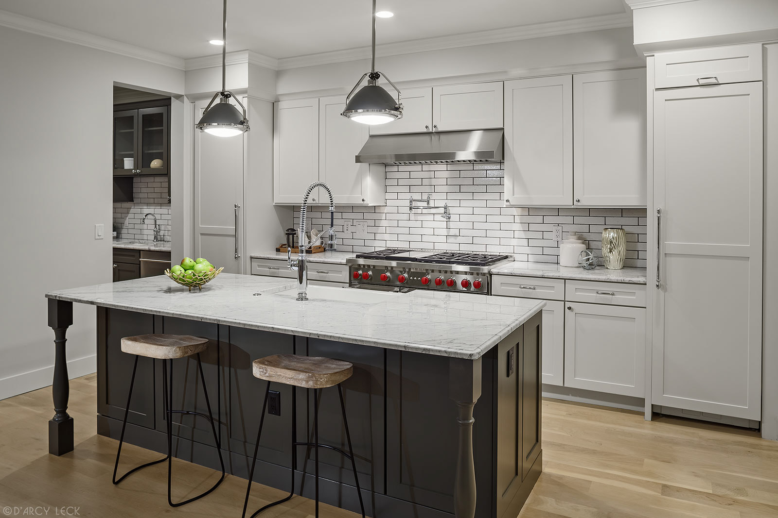 architectural interior photographer D'Arcy Leck photographs a kitchen of a modern duplex