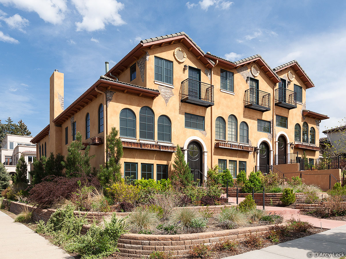 Architectural photographer D'Arcy Leck photographs the exterior of a luxury townhouse