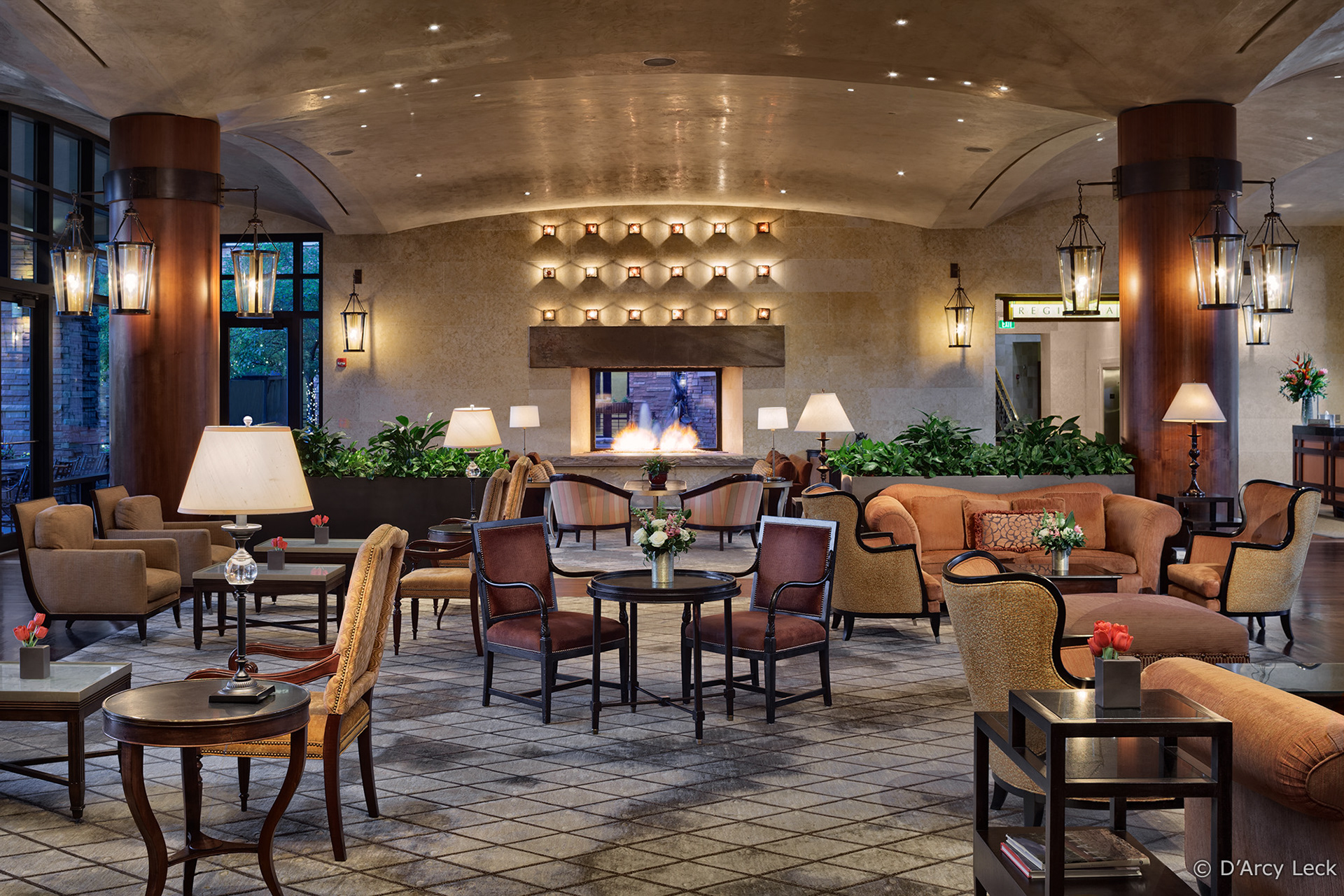 hotel photographer D'Arcy Leck photographs the lobby of the St Julien Hotel & Spa