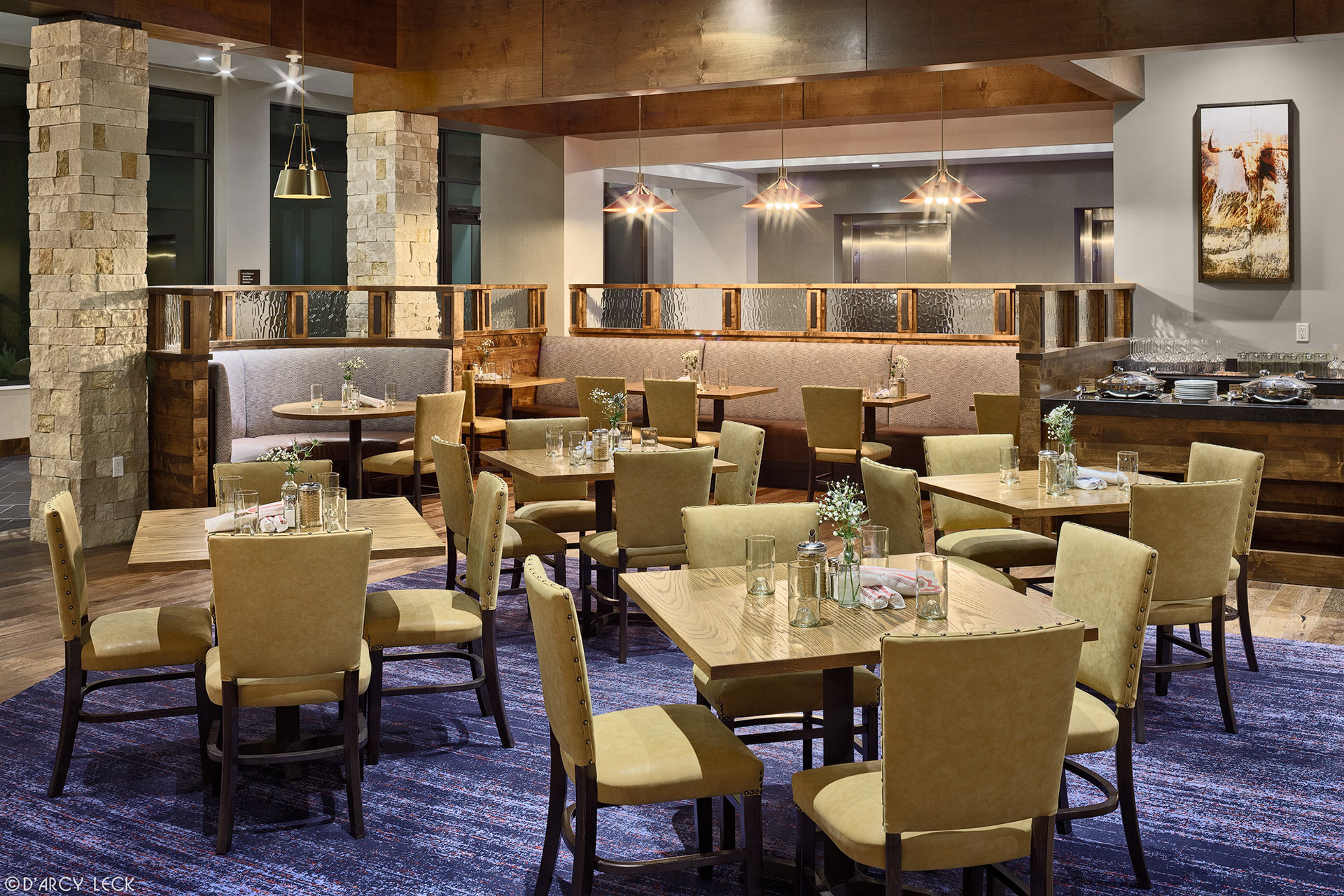 hospitality photographer D'Arcy Leck photographs the restaurant at The Bevy hotel