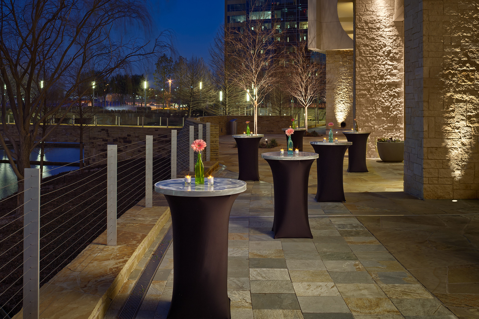 Hospitality photography of Hilton Granite Park hotel outdoor patio reception