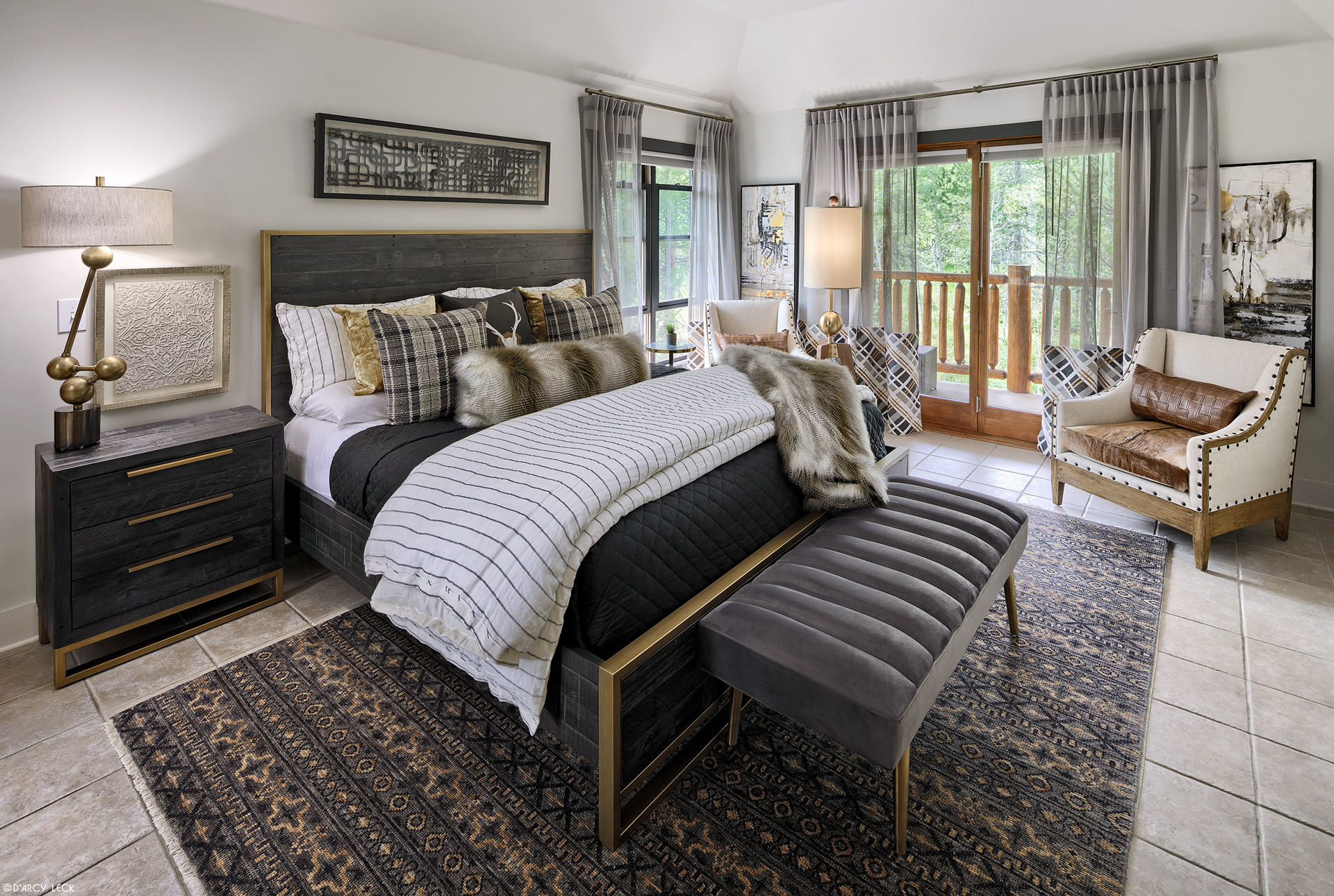 Interior photographer D'Arcy Leck captures a residential master bedroom for interior design firm Vintage Elements