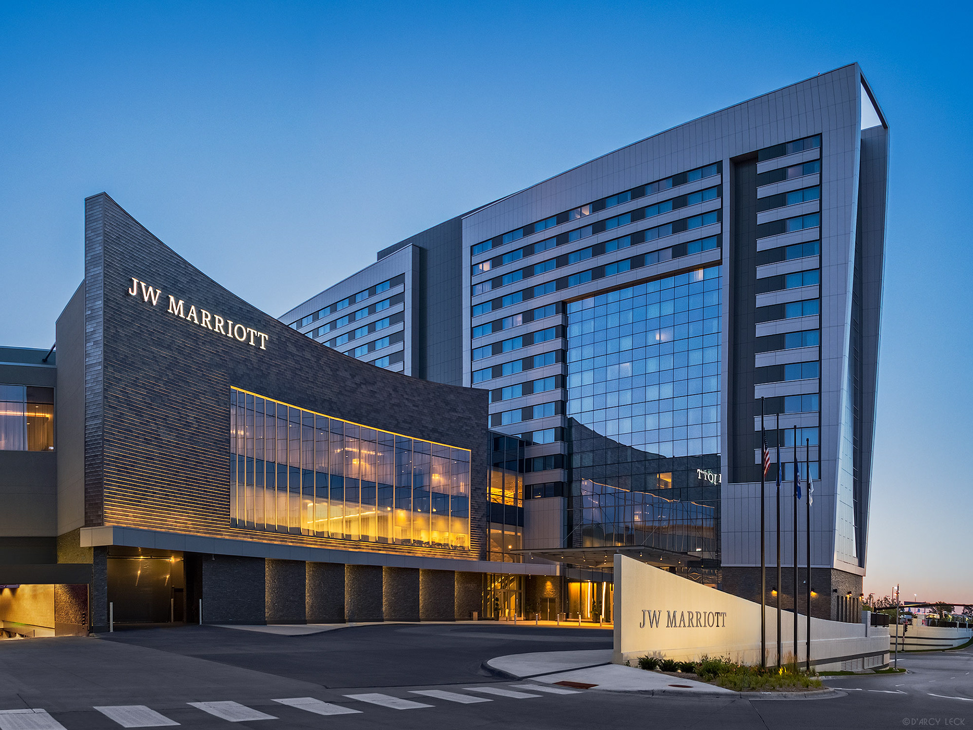 Hotel photographer D'Arcy Leck captures the exterior of the J W Marriott MOA hotel for J W Marriott