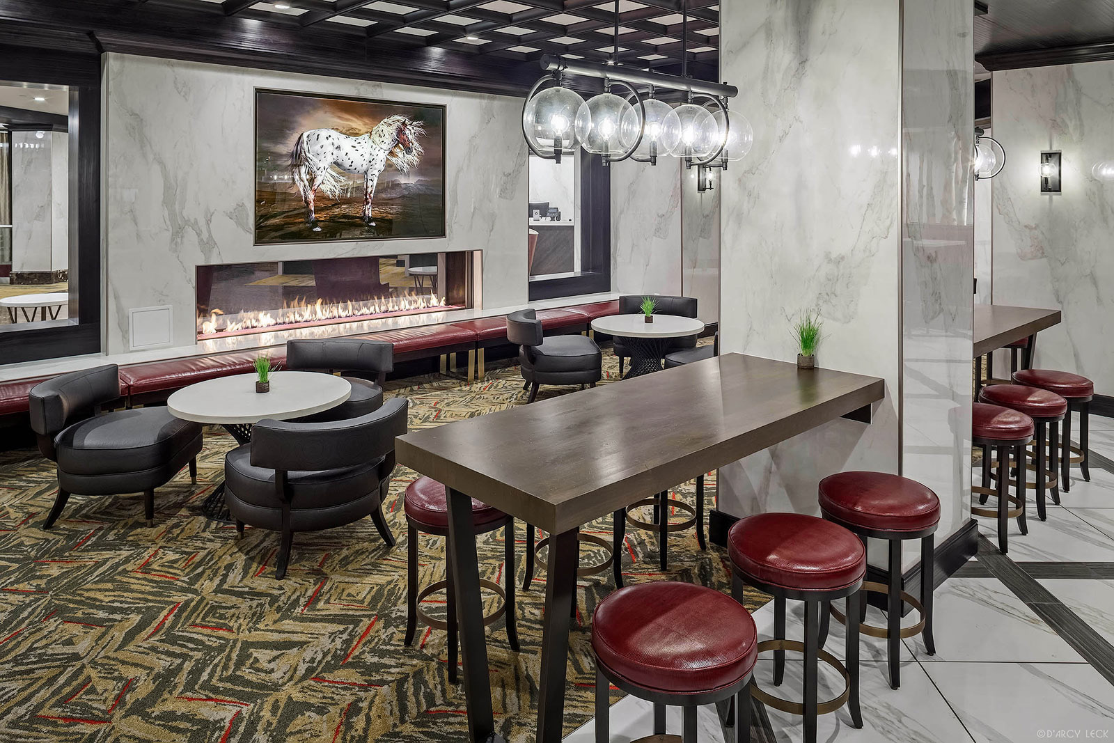 hotel photography of The Hub social area of the DoubleTree Denver hotel