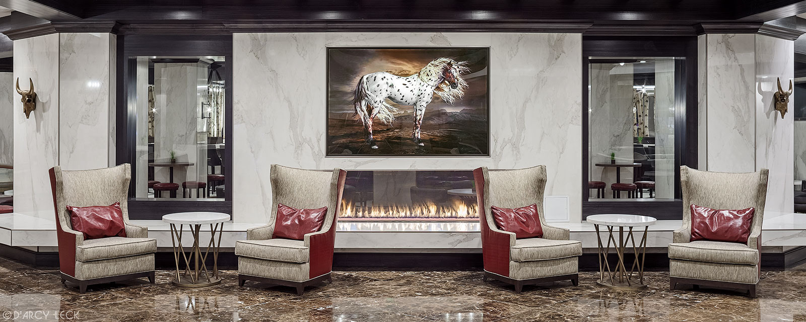 hotel photographer D'Arcy Leck photographs the lobby of the DoubleTree Denver hotel