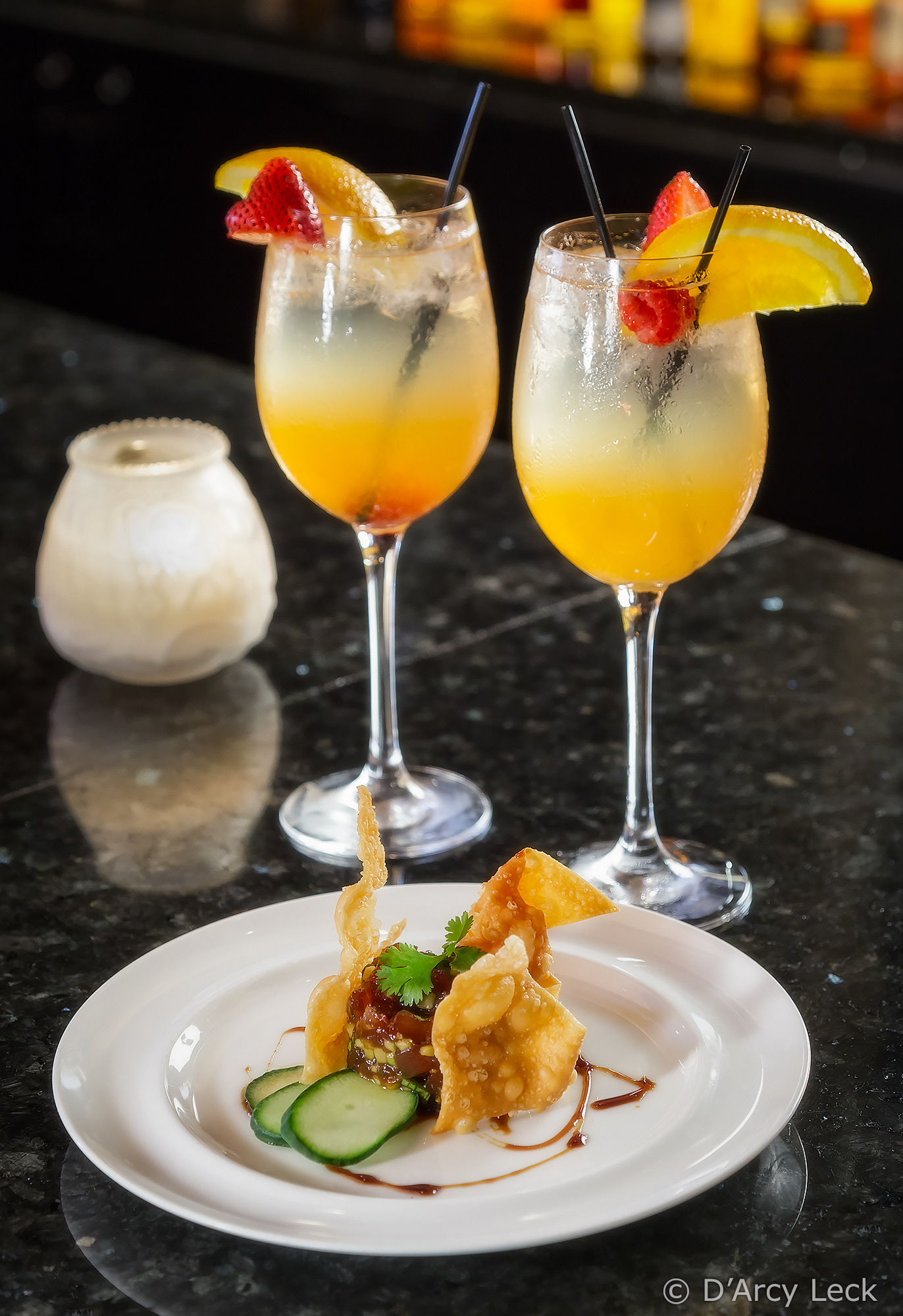 Food and beverage photography of T-Zero bar specialty drinks