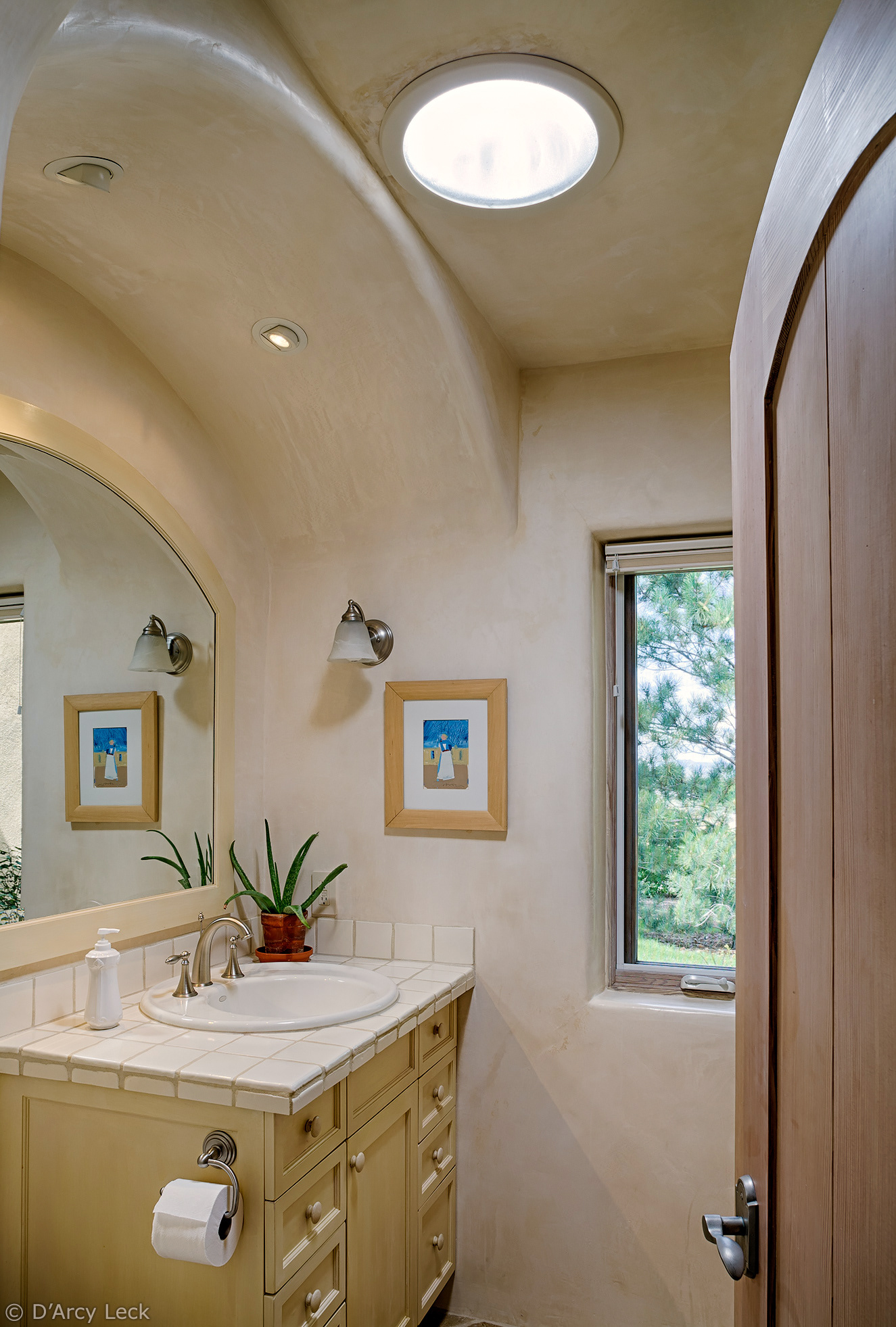 interior photography of a guest bathroom of luxury adobe home