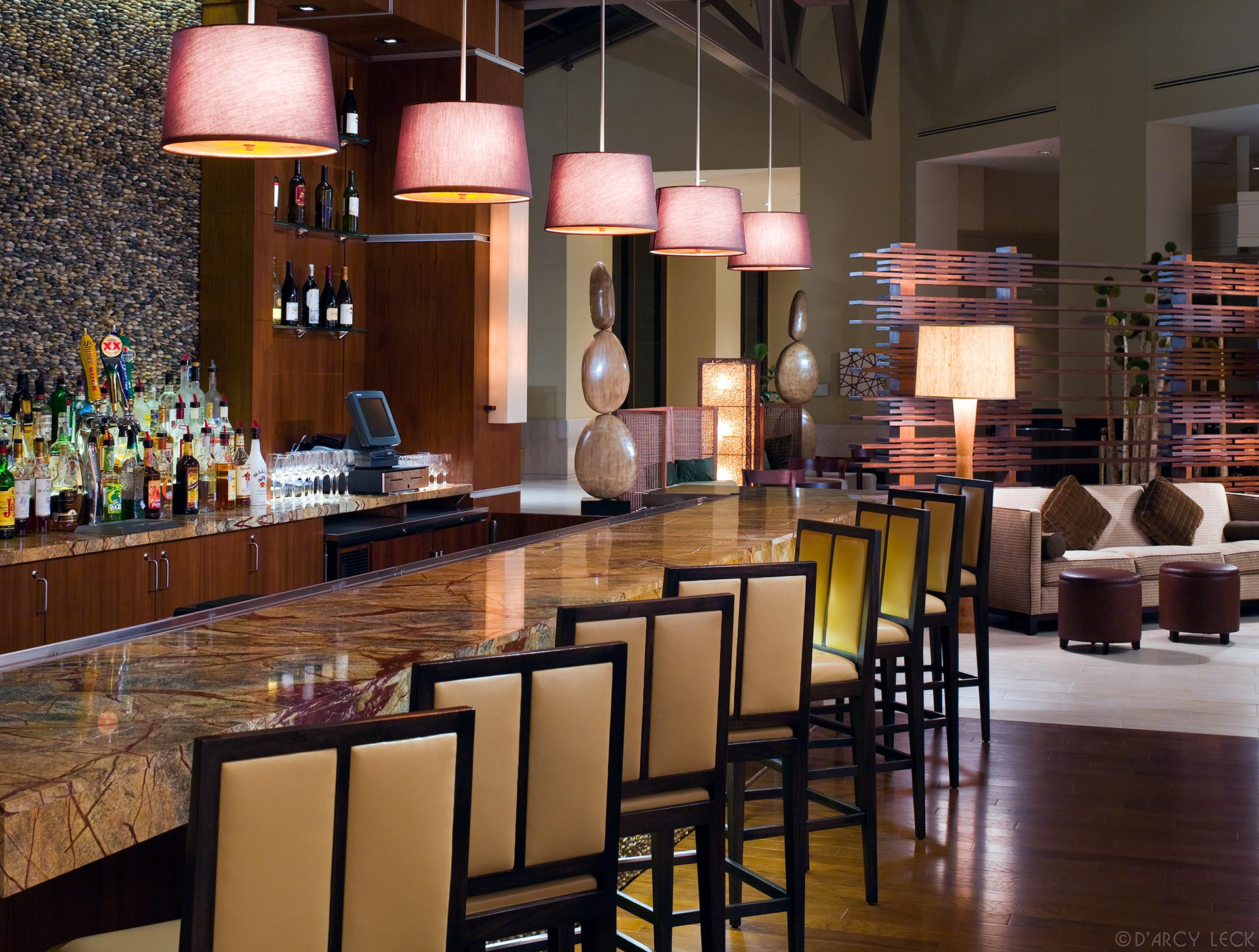 Hotel photographer D'Arcy Leck captures image of the Westin Park Central Hotel bar and lounge