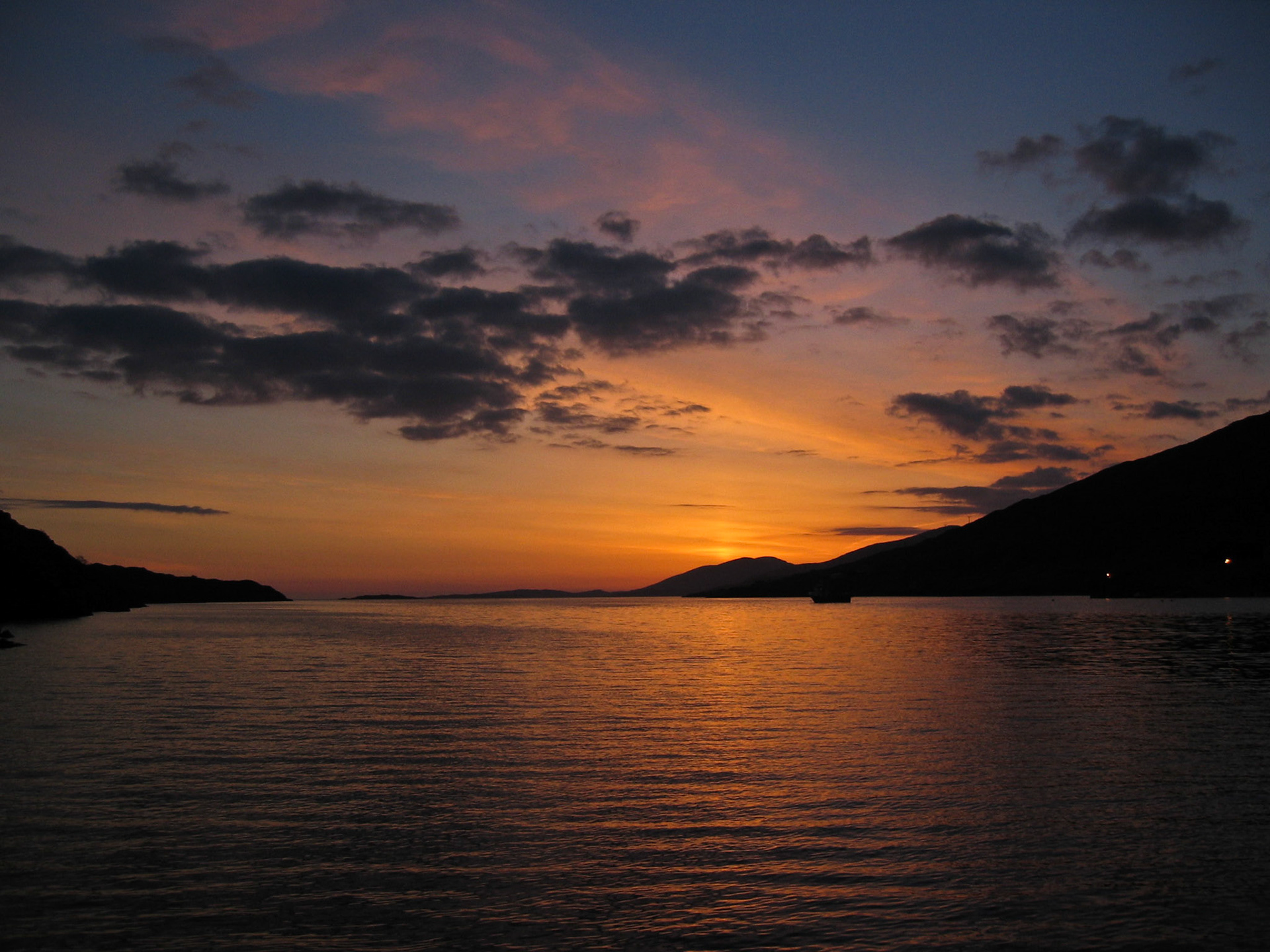 Sunset over Tarbert harbour