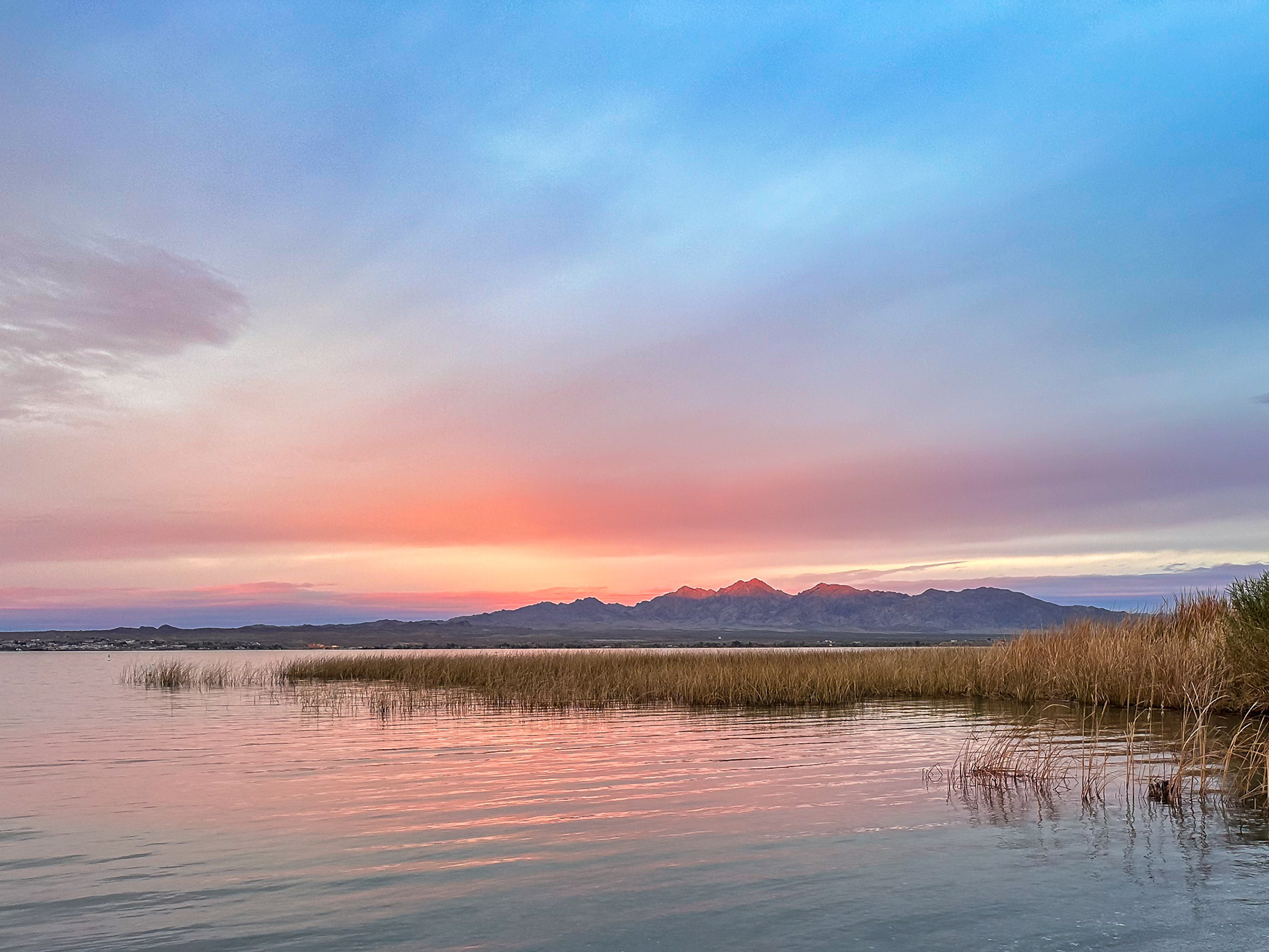 Looking over the lake to California.