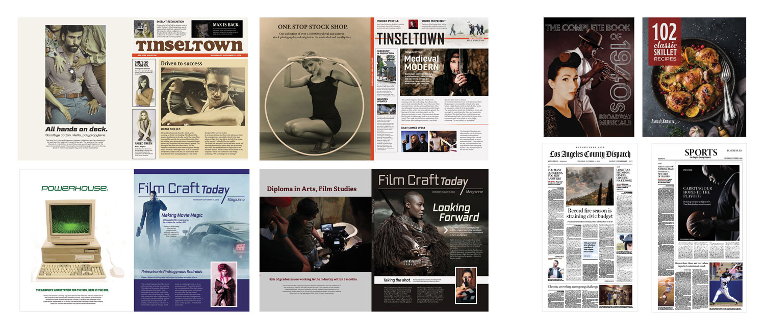 Retro film magazines, books, newspapers