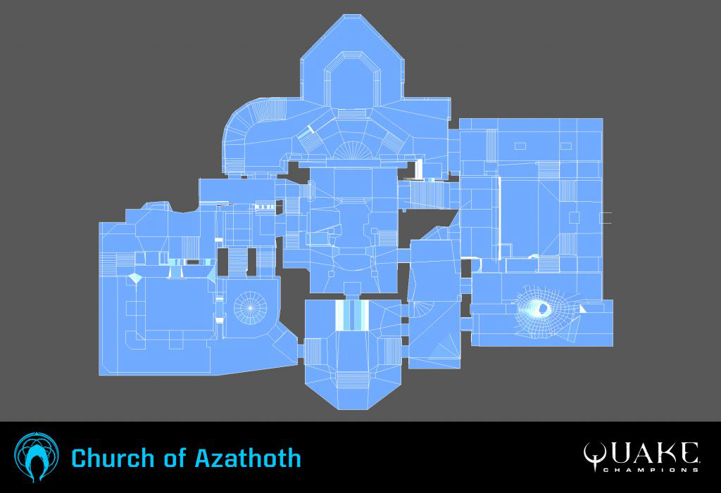 "Church of Azathoth" from Quake Arena, a inspiration for the first mapping of the map., since the begining i wanted to make an clear "goal" to the players in a center room, and to make the map around this.
