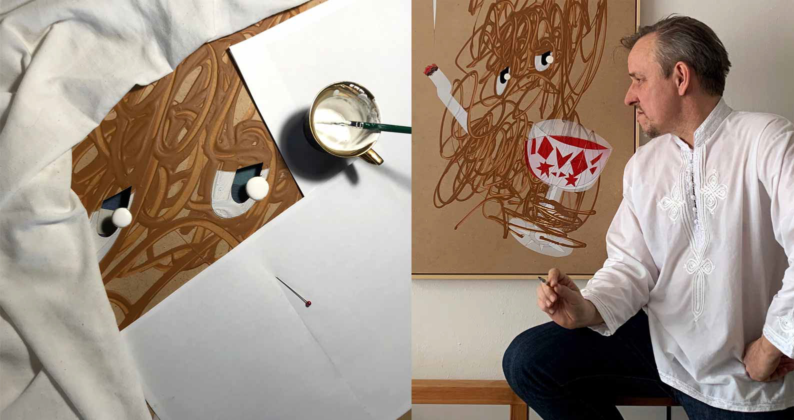 - Acrylic painting, contemporary art, Slovak artist, Vlado Korcek, Vladimir Korcek, folk art, ethno