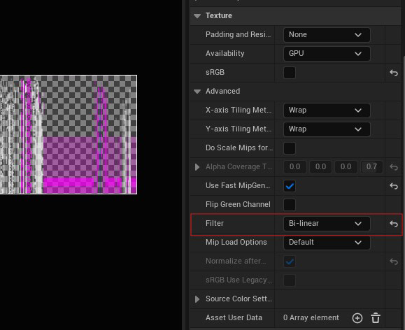 set filtering mode to bi-linear
