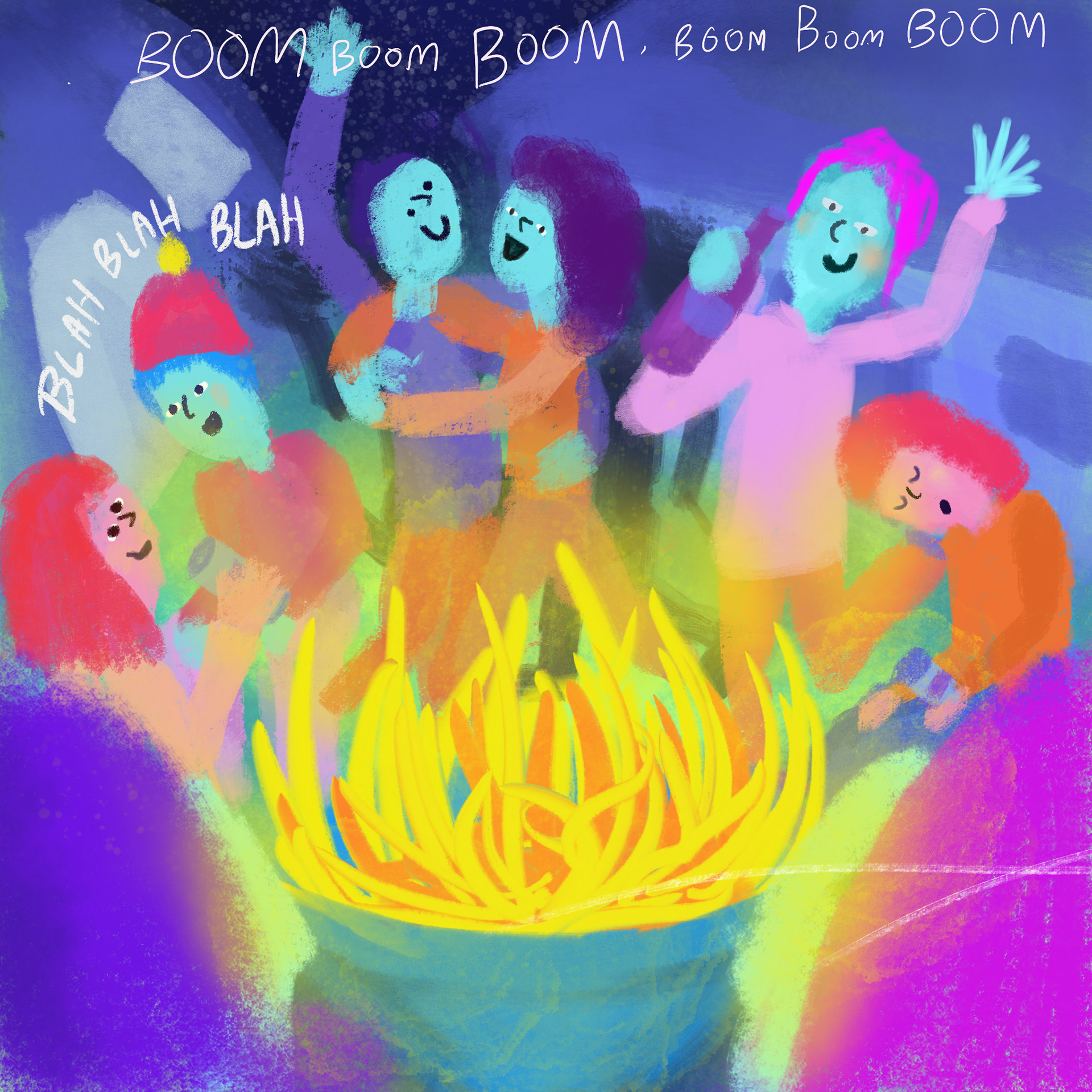 That night we talked sang and drank by the fire.