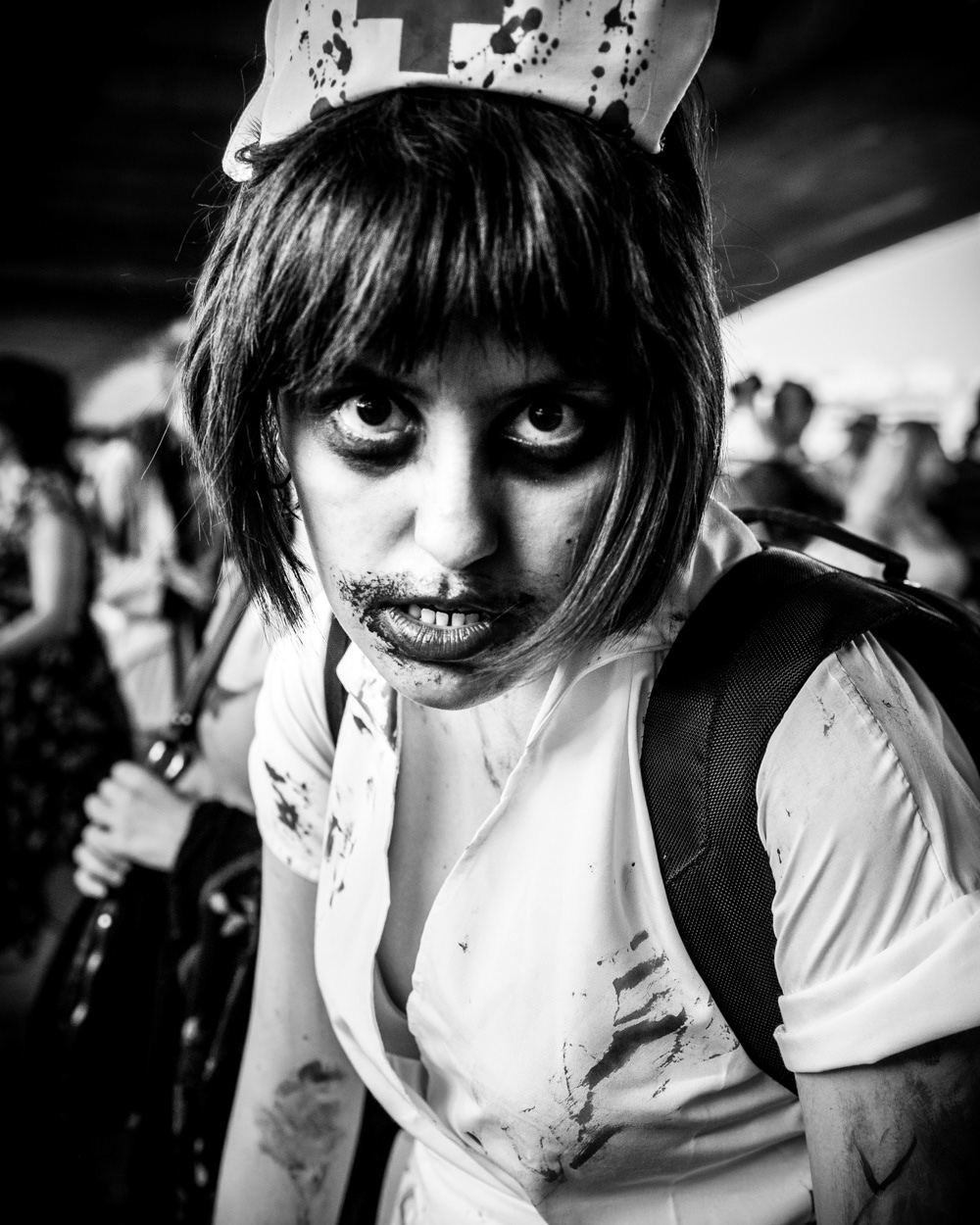 Girl dressed as a zombie nurse at the 2011 Sci-Fi Easter Parade, Southbank London. Image © Nik van Herpt