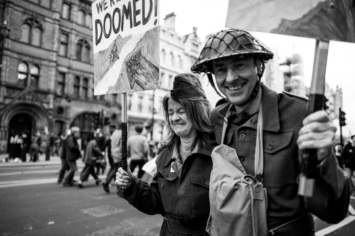 Brexit protester couple at the “Put It To The People March” in London, 2019. Image © Nik van Herpt