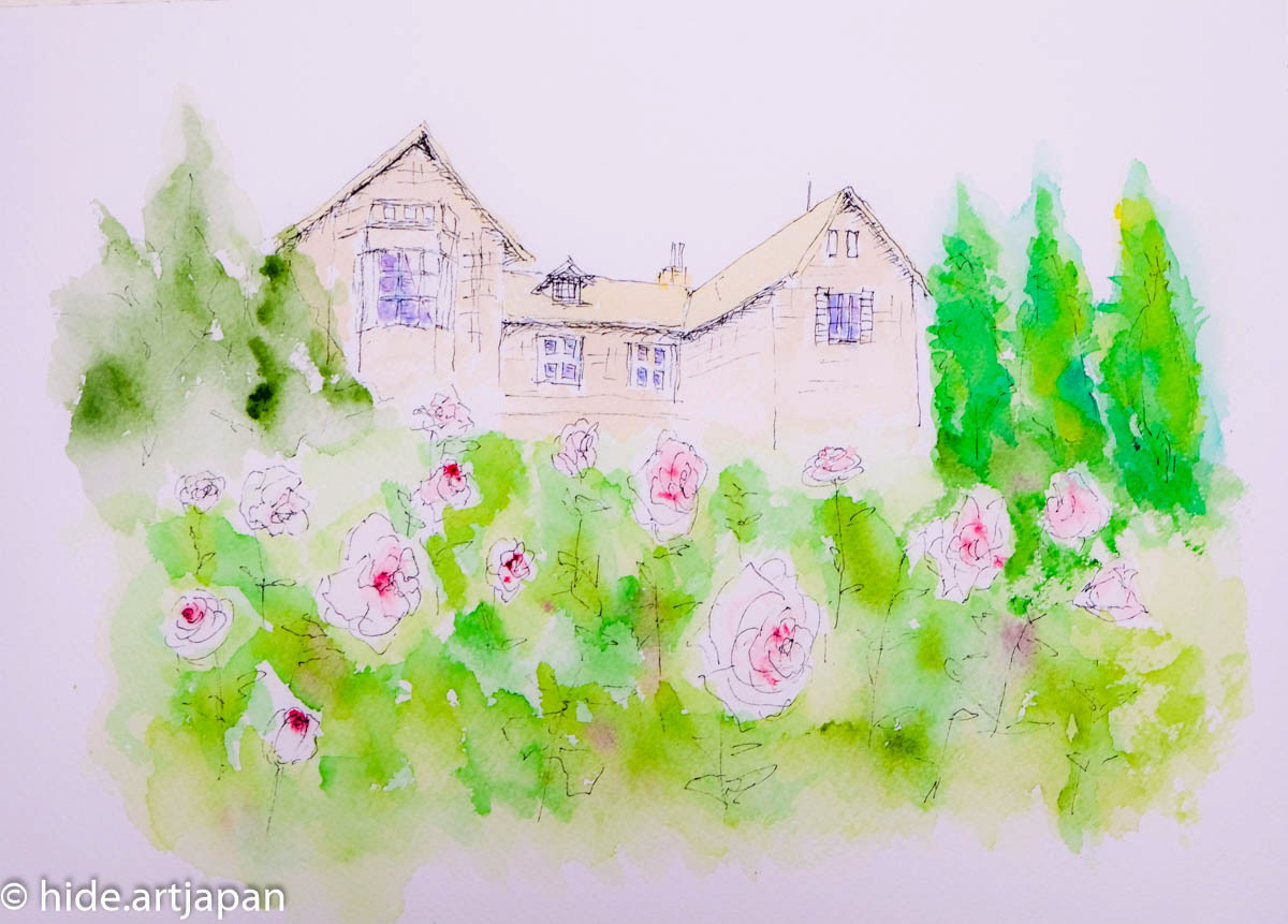mansion in rose garden