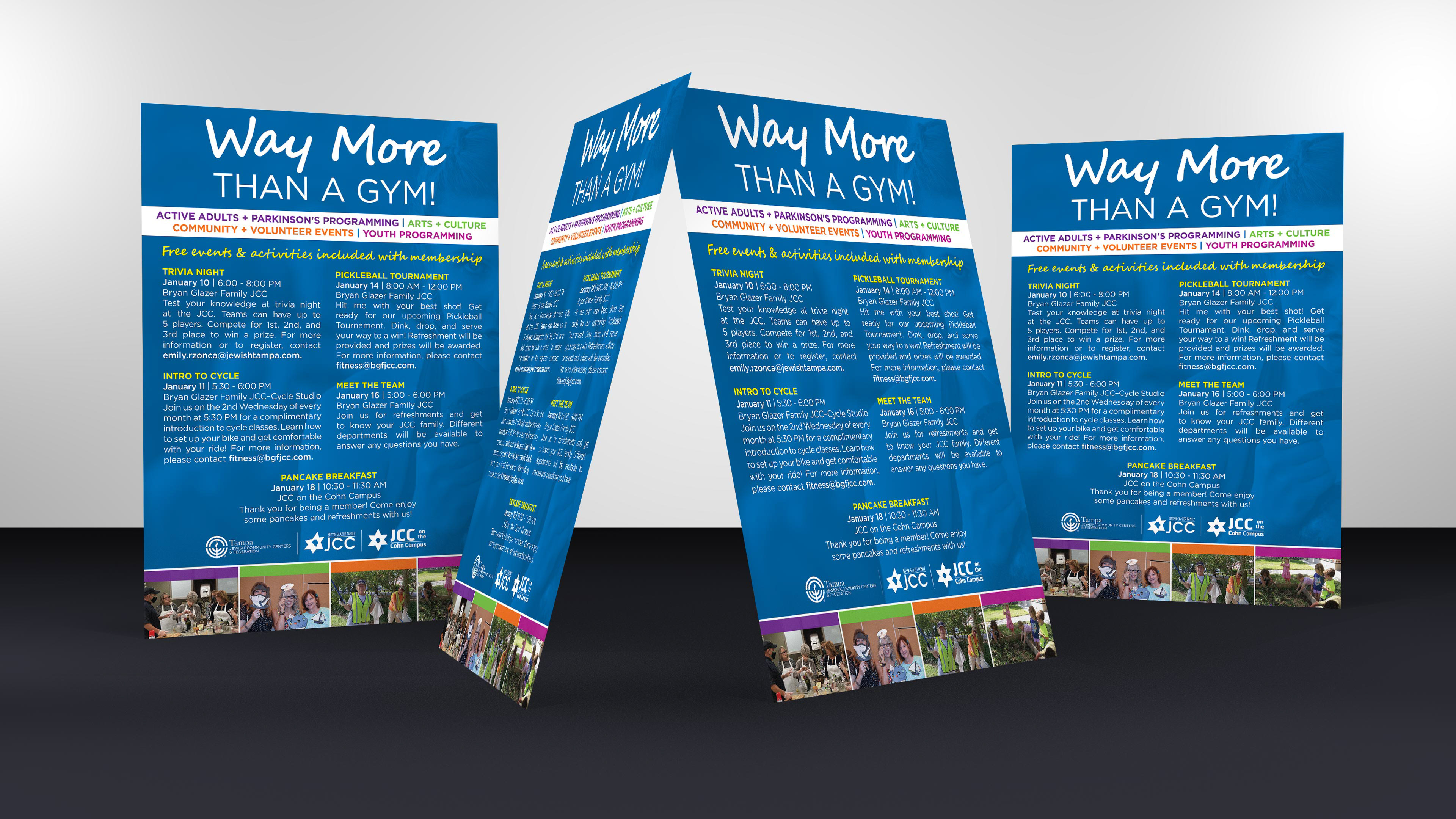 Way More Than A Gym 24x36 Pasteboard for free monthly events and activities