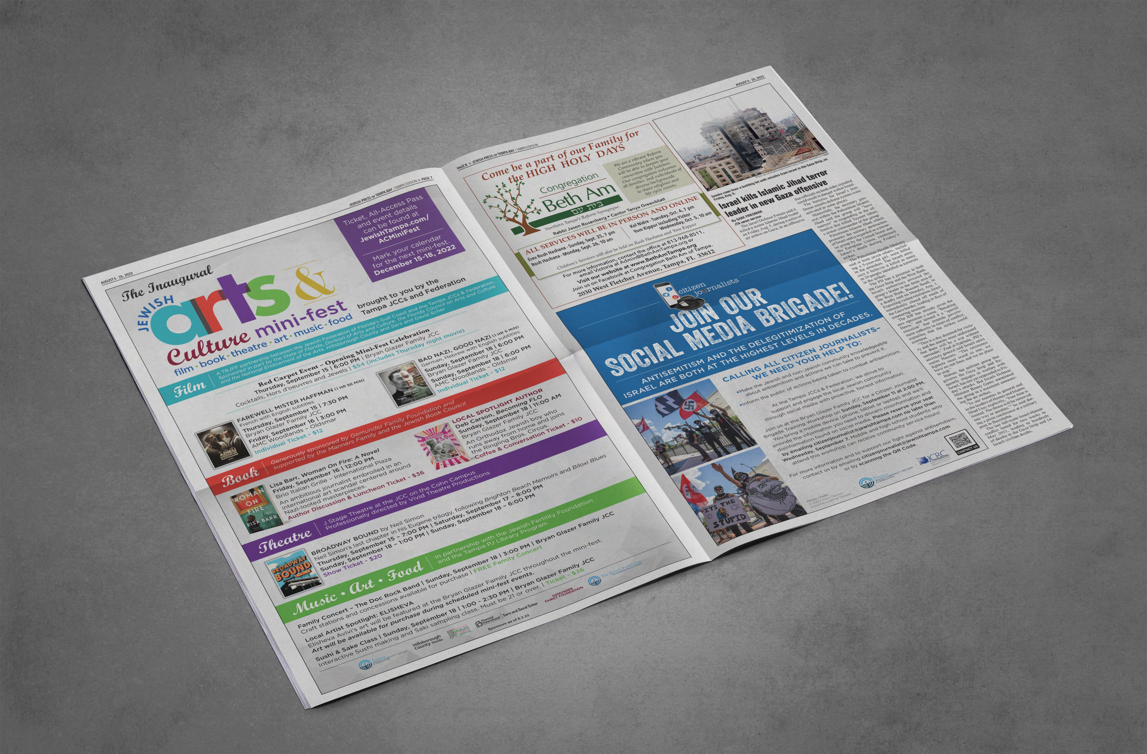 Tampa JCCs & Federation Inaugural Jewish Arts & Culture Mini-Fest | JCRC Citizen Journalists Social Media Brigade Ads