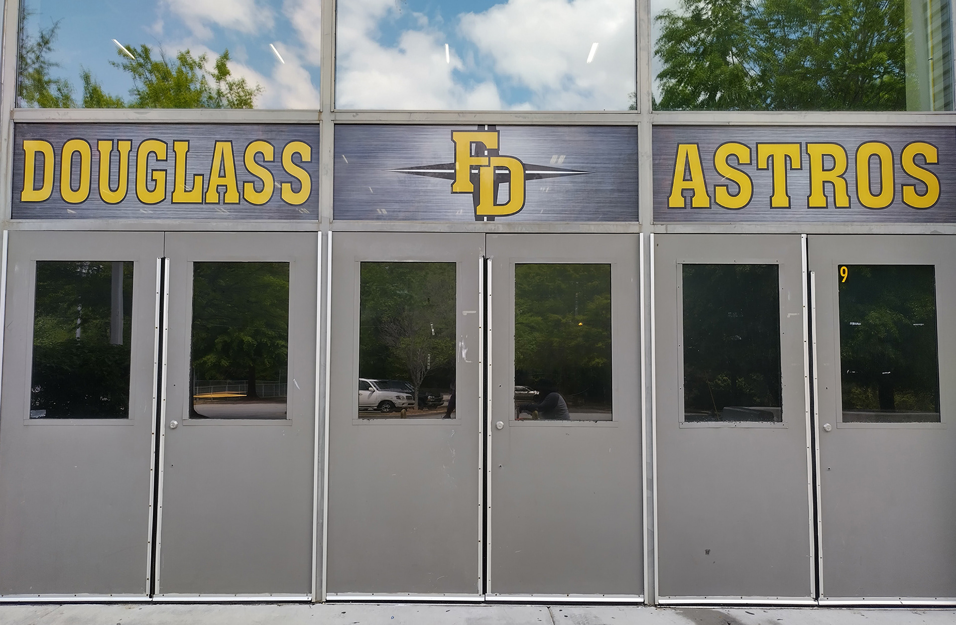 window perf reading 'Douglass FD Astros' in yellow with a grey background