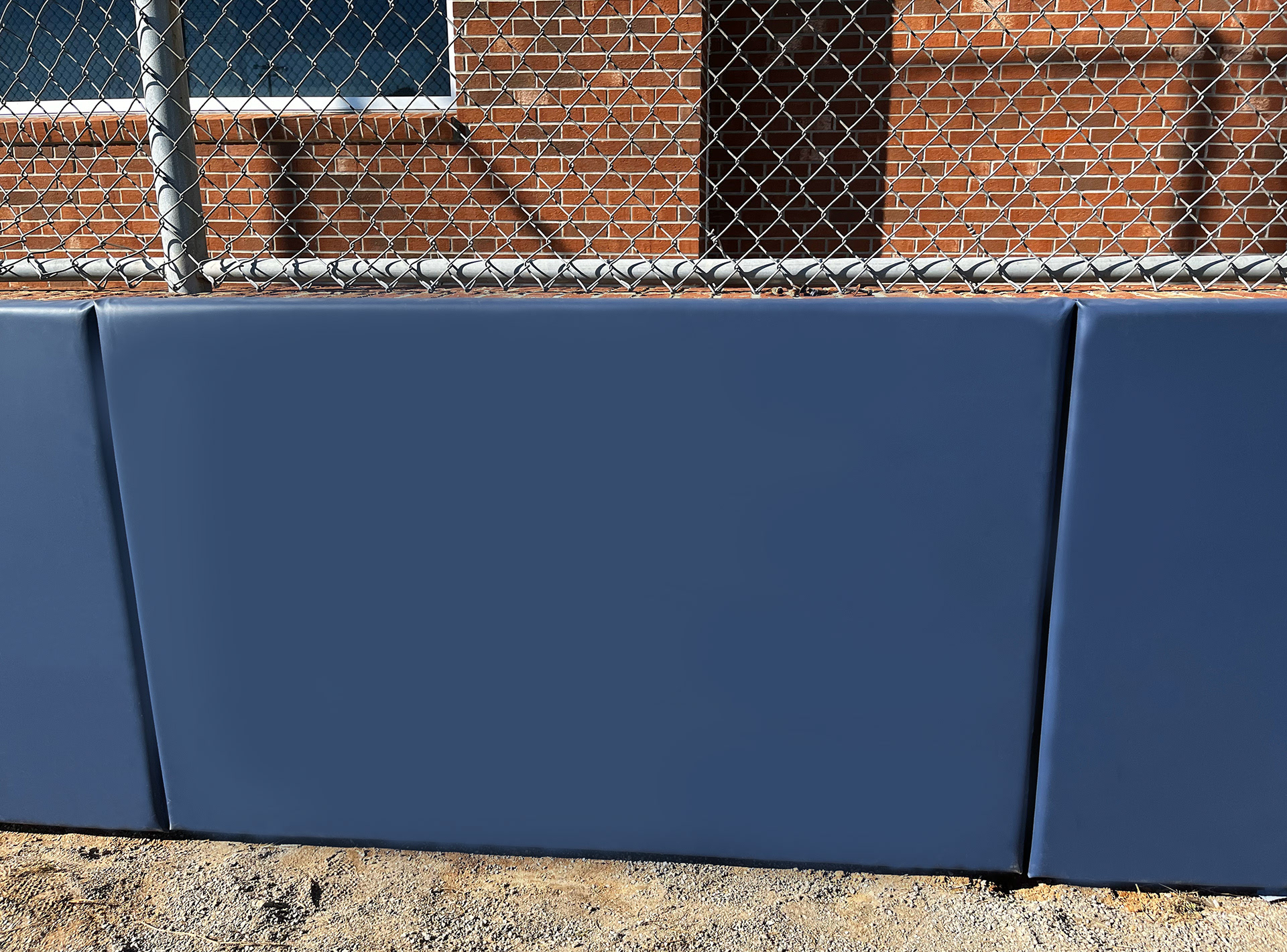 Navy blue vinyl-covered padding