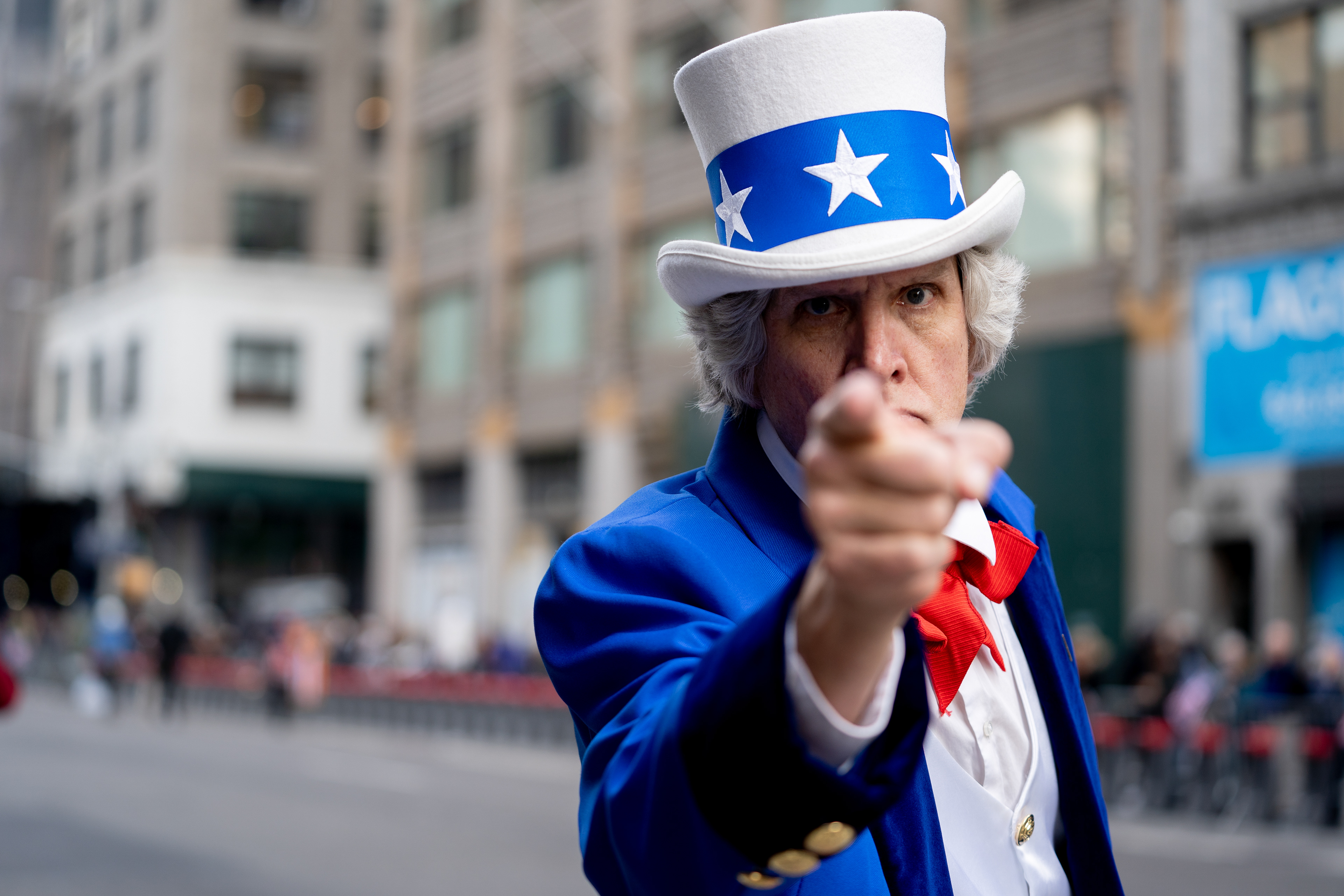 2019 Veterans Day Parade — New York, NY, 11/11/19. Man dressed as Uncle Sam.