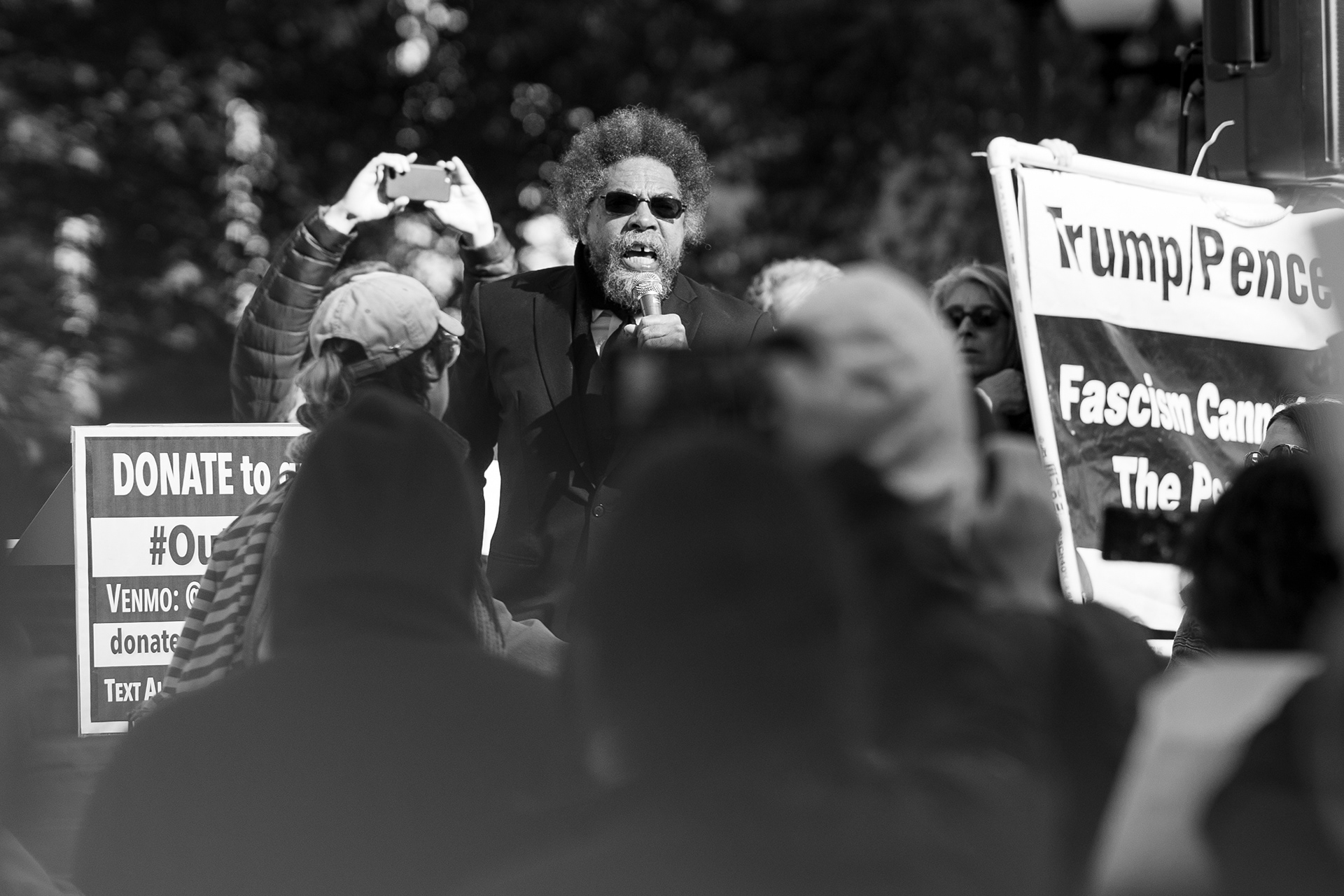 OUTNOW Protest, Union Square Park, October 19th, 2019 — Activist Cornell West speaks at the protest.