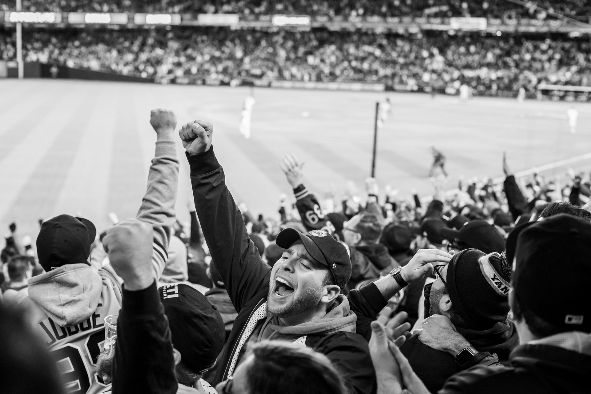 Bronx, New York — October 18th, 2019. Yankees fans celebrate the end of an Astros’ inning.
