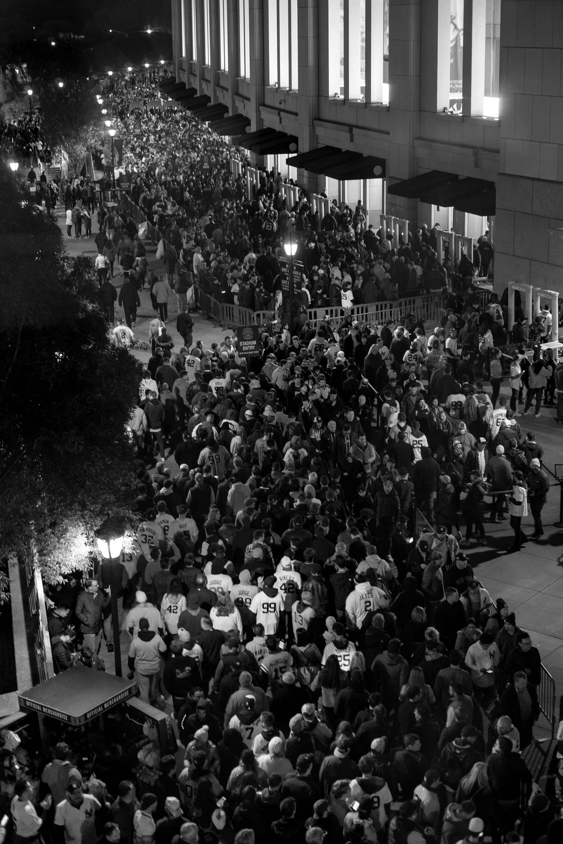 Bronx, New York — October 18th, 2019. 54,251 fans wait to get into Yankee Stadium before the game.