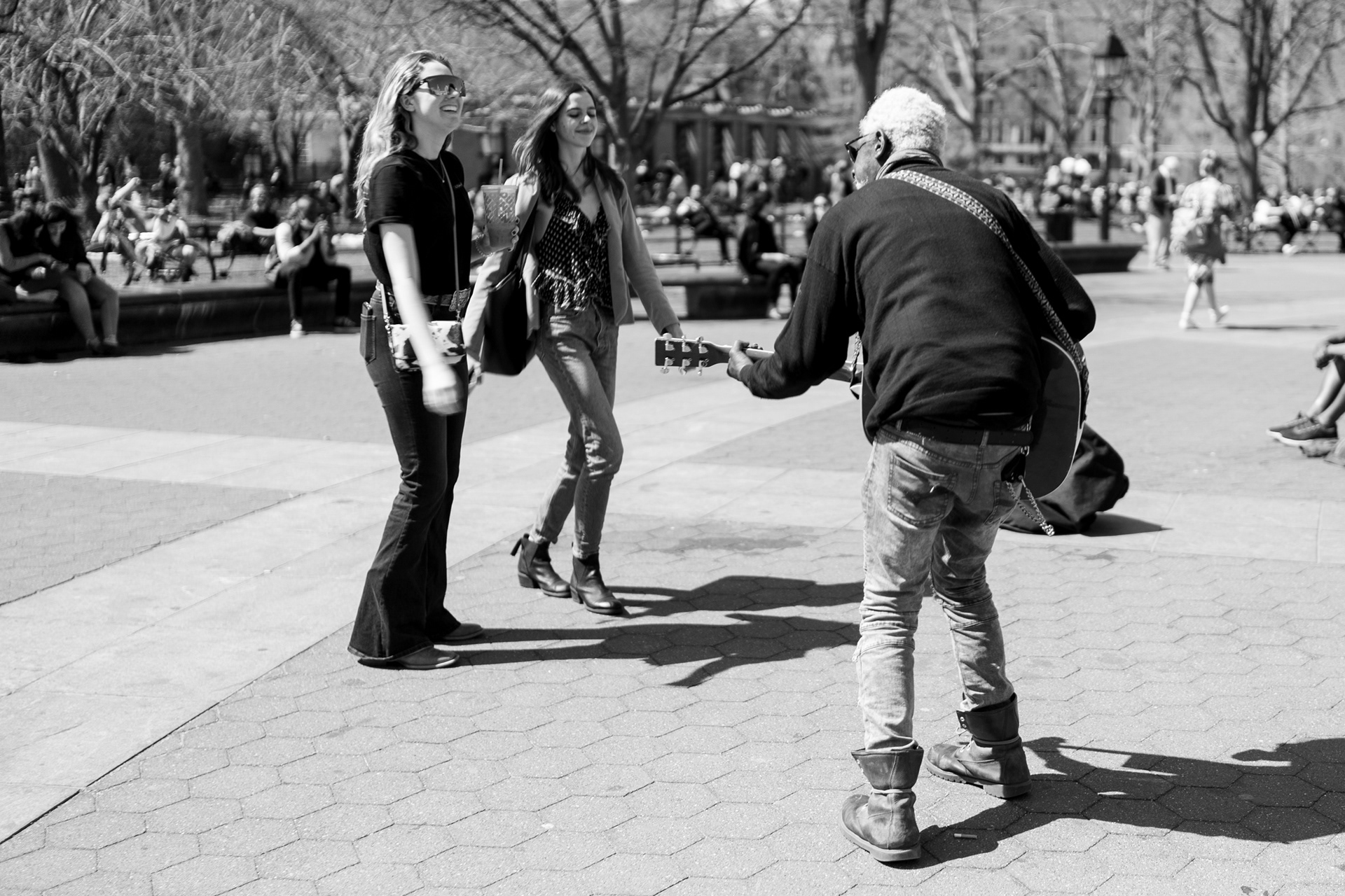 “Playin’ for other people is fuckin’ hard. It’s one of the hardest fuckin’ things. You got people that play for themselves, and you got people that play for other people, the audience. It’s hard playing out here buskin’ playing your original songs, which is cool, there’s nothing wrong with that, but nobody knows them. On the other hand, I play a lot of covers, and then I do some originals and they’re like, ‘What the fuck? Who wrote that?’ I’m like, It’s my song... it springboards. It’s like diving in a pool, hopefully the fuckin’ pool is not empty.”