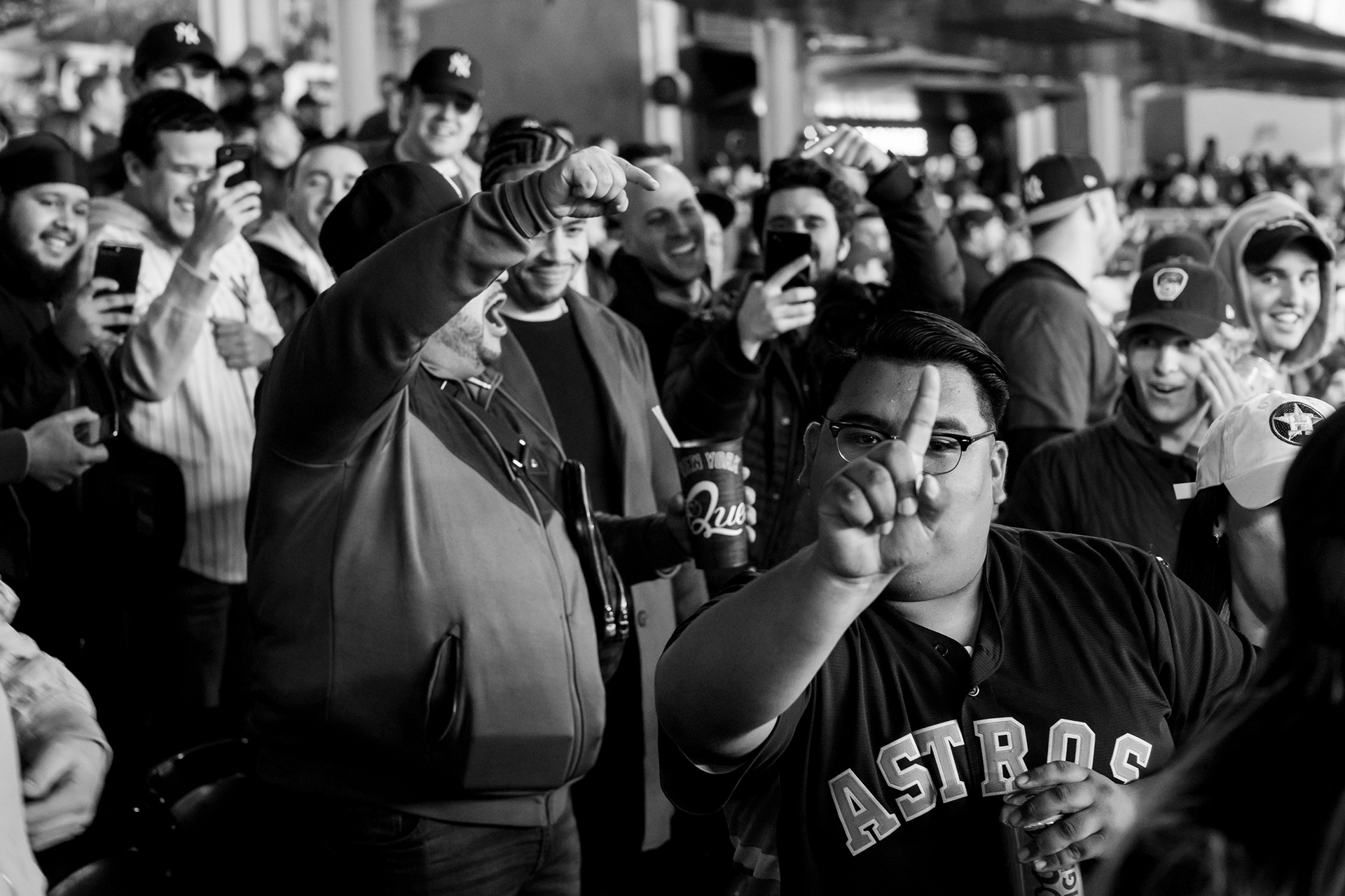 Bronx, New York — October 18th, 2019. Astros fan reminds Yankees fans that they have only won one game.