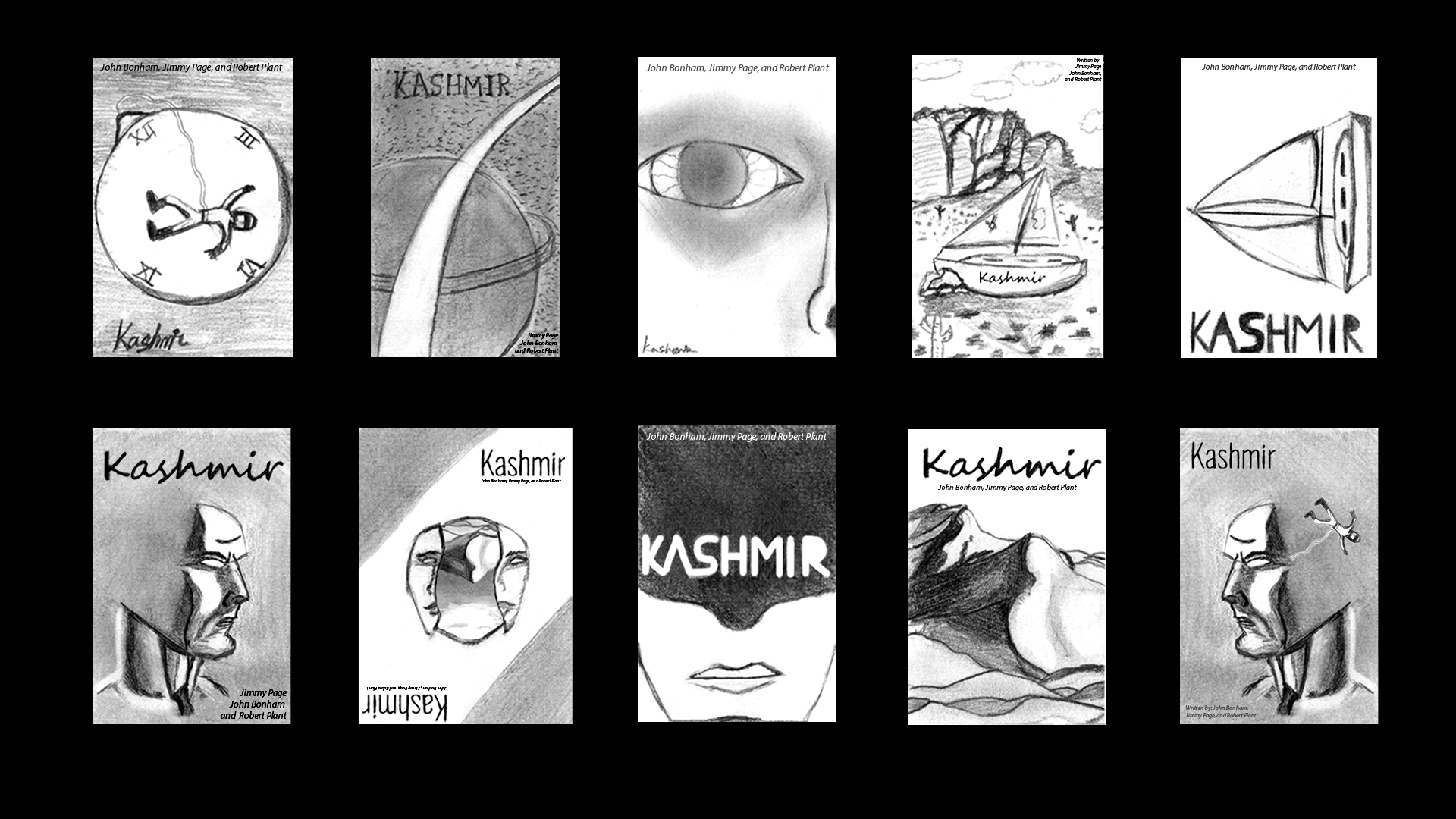 Thumbnail sketches for Kashmir book jacket