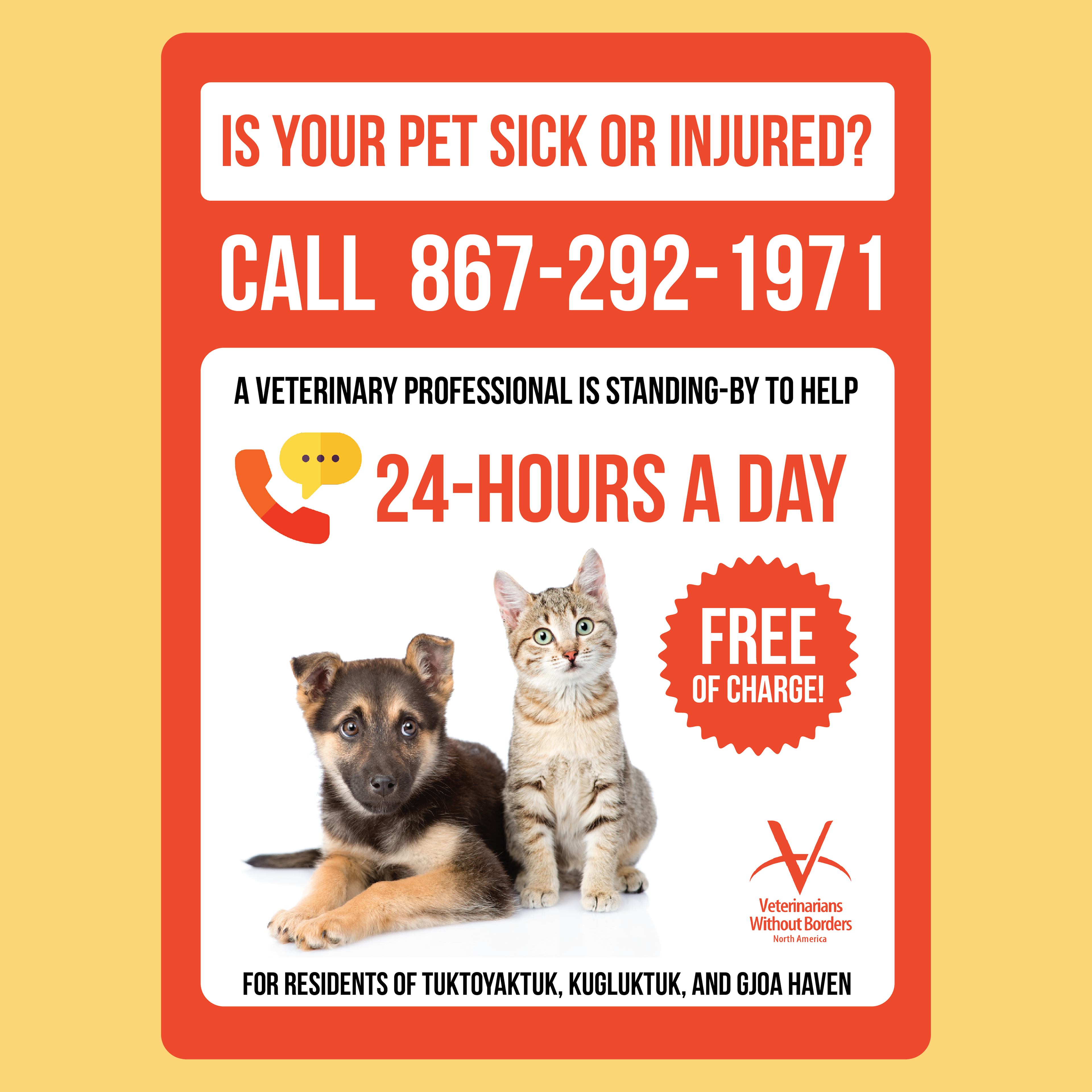 Poster/fridge magnet design for Vets Without Borders