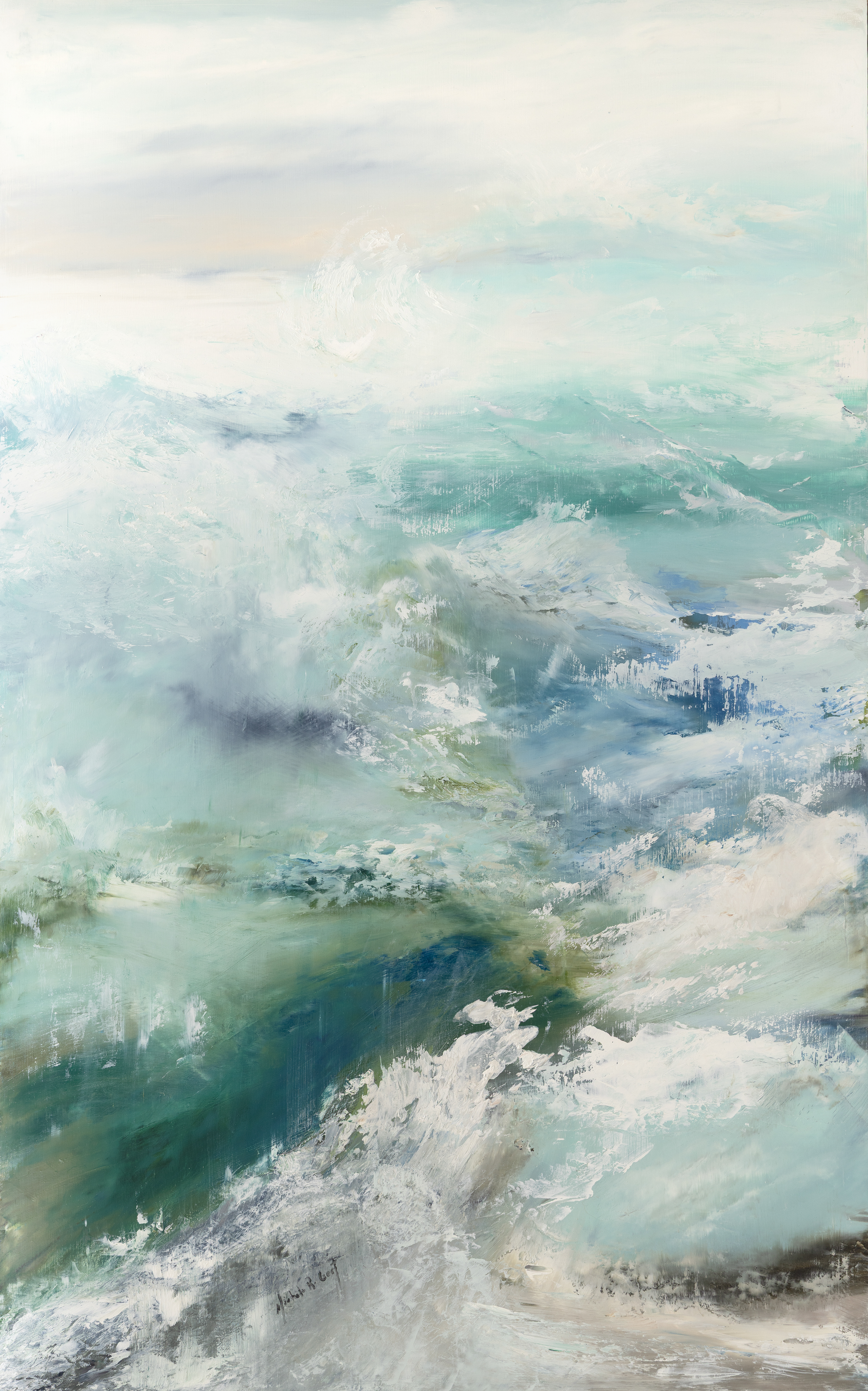 CRASHING THROUGH 30X50 OIL ON CRADLE