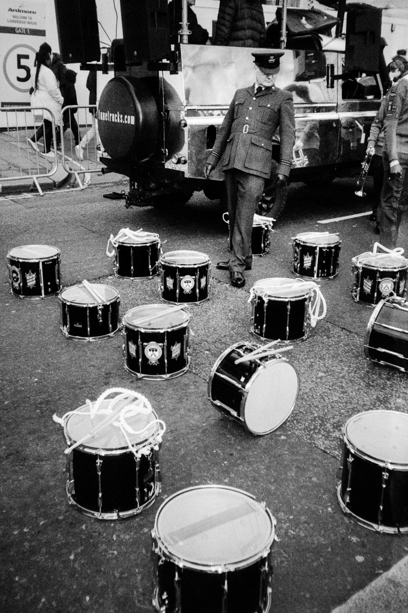 Inspecting the drums at the New Year's Day Parade, London, 2024