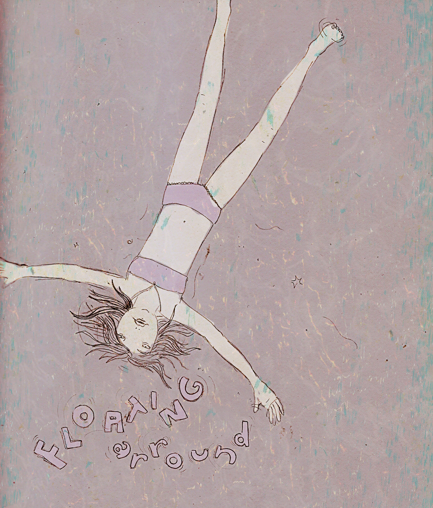 Illustration of girl floating on water